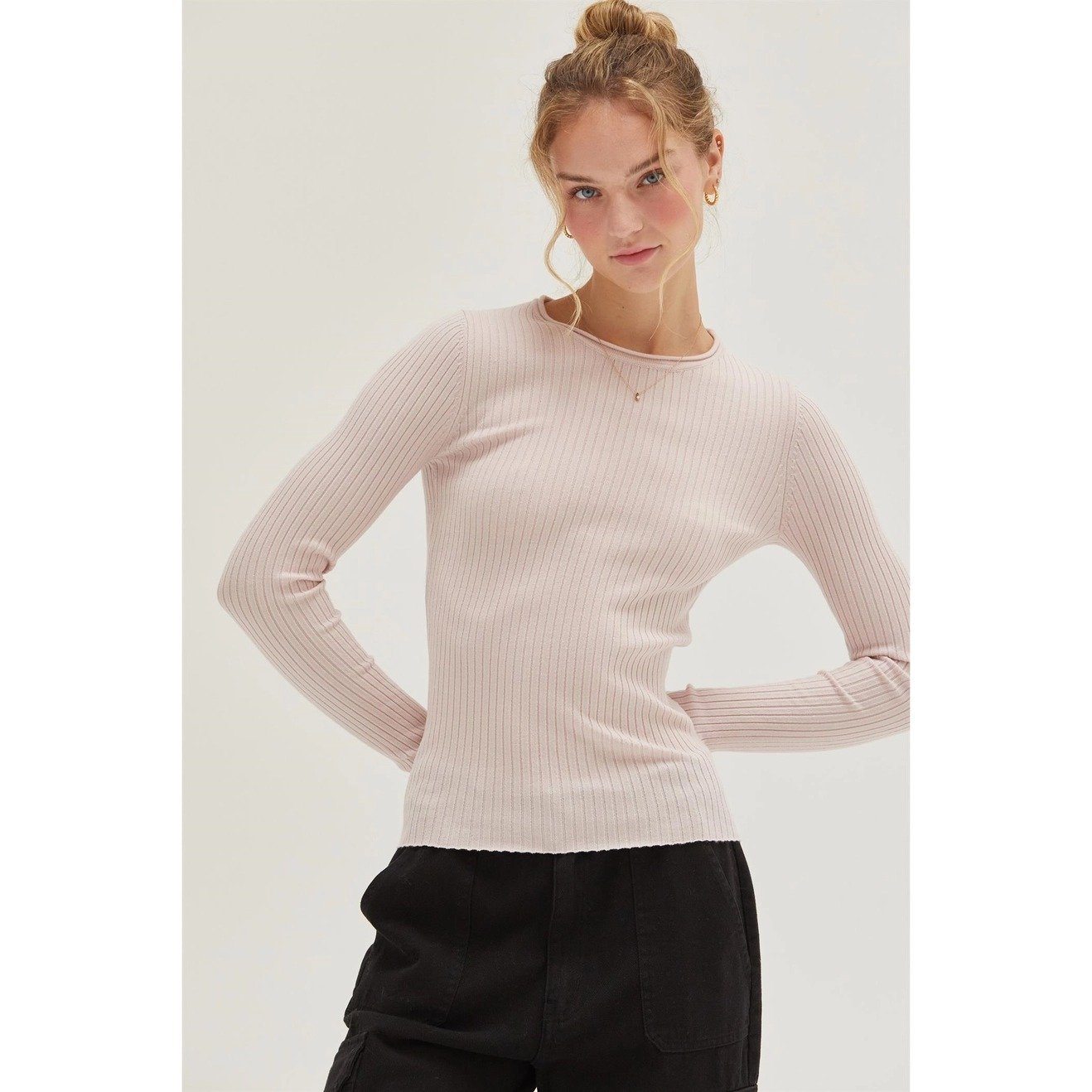 Long Sleeve Ribbed Knit Top