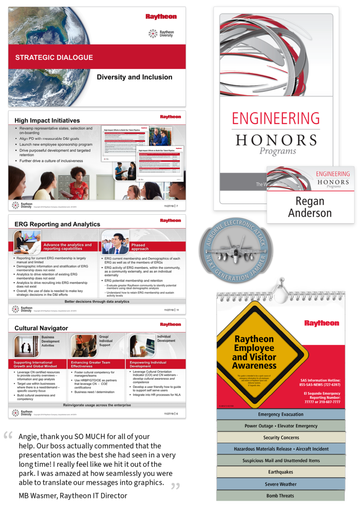 Raytheon PowerPoint, Event Materials, Challenge Coin, Safety Flipbook