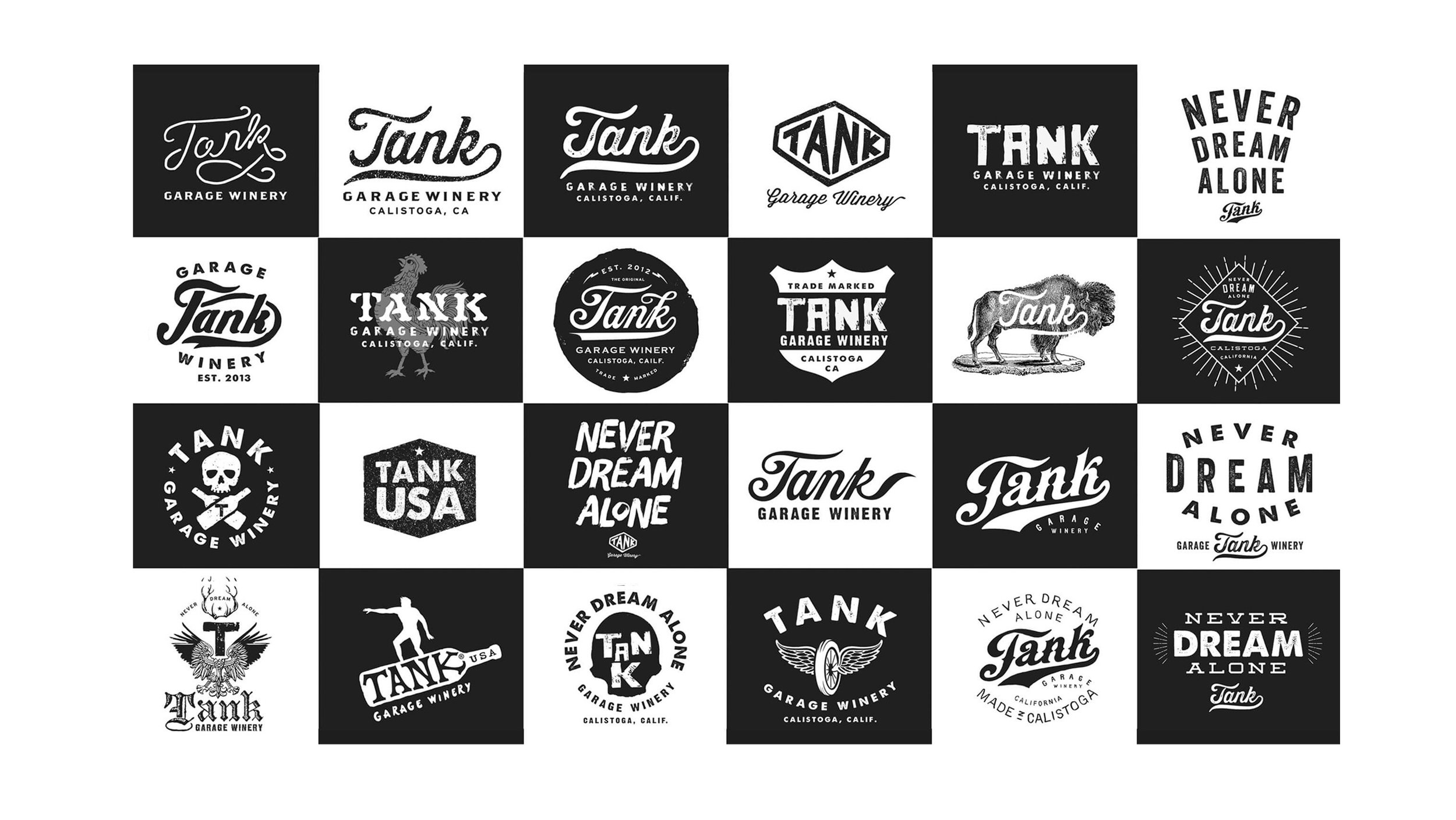 Tank Garage Winery identity exploration