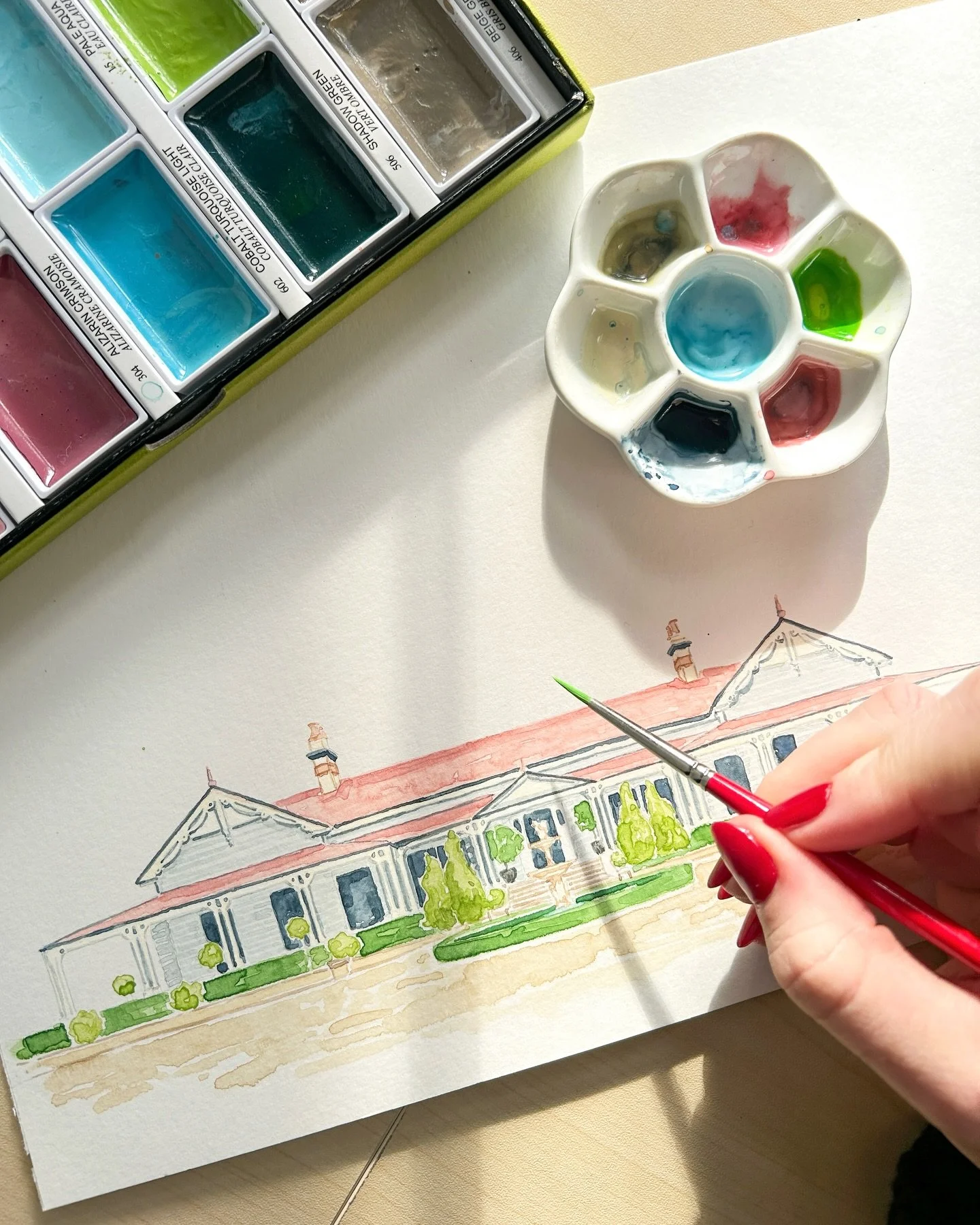 A peek at hand painted details of the timeless @gabbinbar homestead for B&amp;B. 

💌 #weddingstationery #weddingillustration #fineartwedding #destinationwedding #weddingvenue