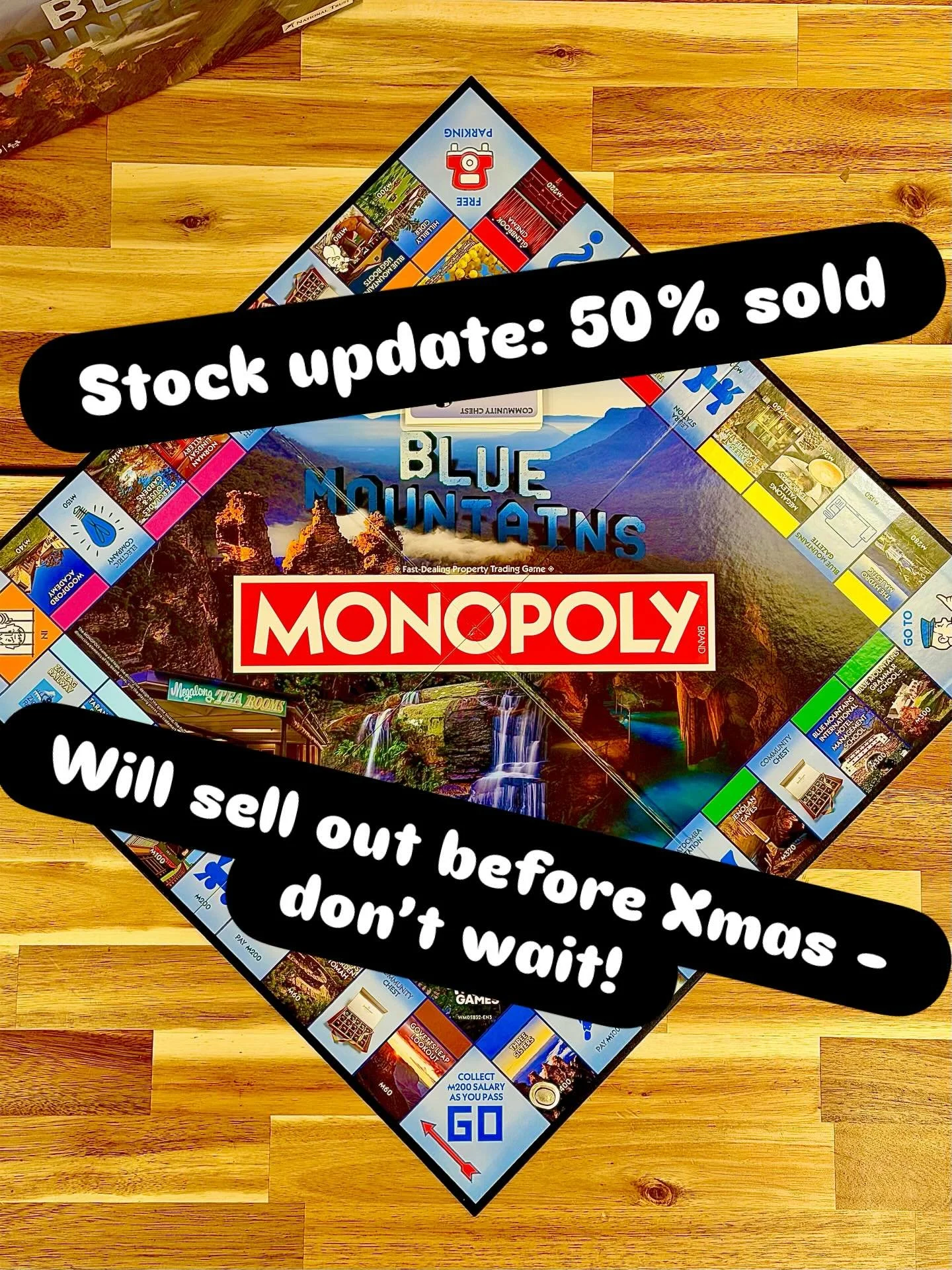 BLUE MOUNTAINS MONOPOLY&hellip;.

We have sold half our allocation of official Blue Mountains Monopoly and won&rsquo;t restock before Christmas. 

If you&rsquo;re thinking about an awesome Christmas pressie for a family or friends, hurry before it se