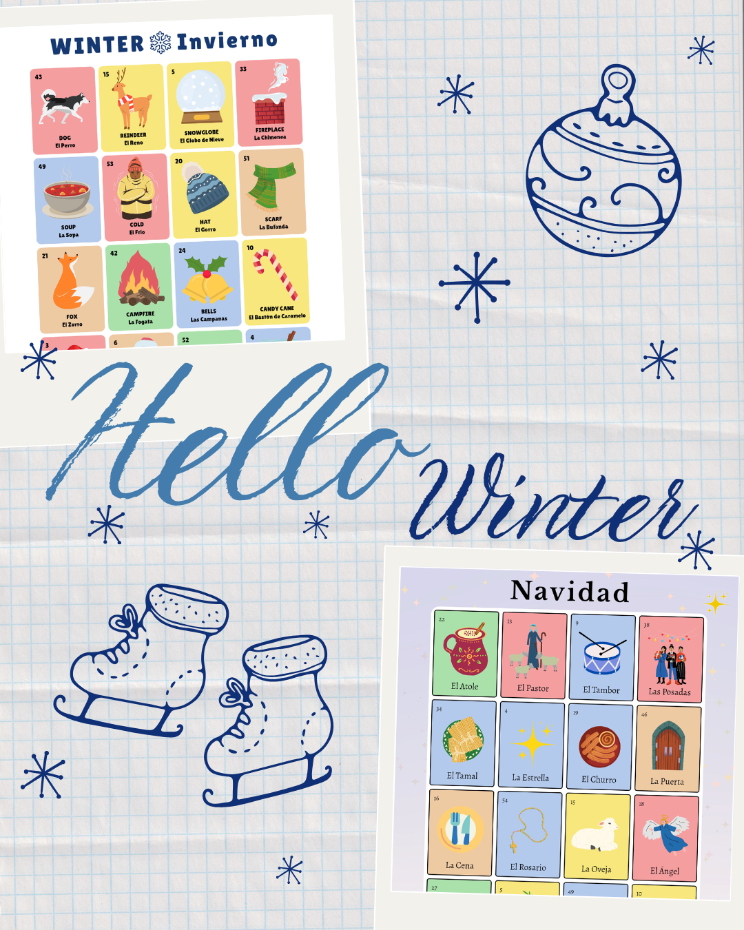 December Monthly Downloads: Two Lotería Sets + Winter Activities!