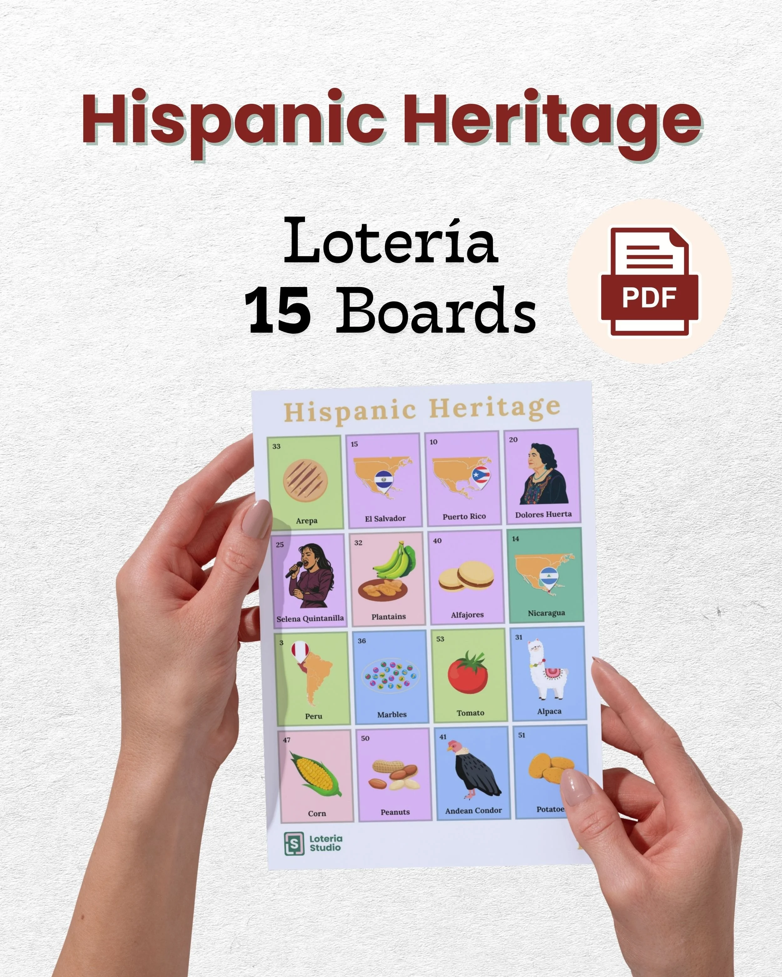 Hispanic Heritage Loteria 15 Boards + Glossary!
