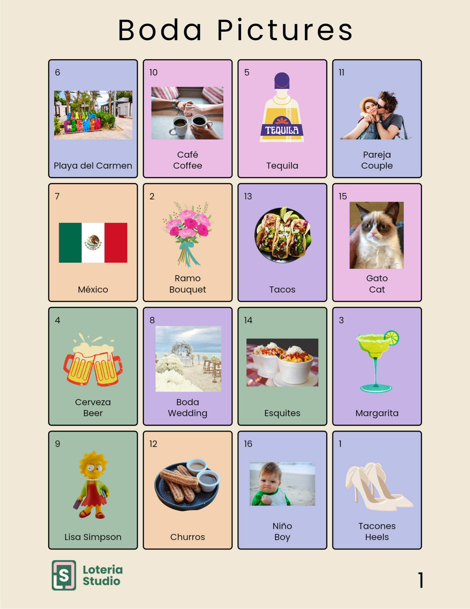 Pictures of Couple Lotería