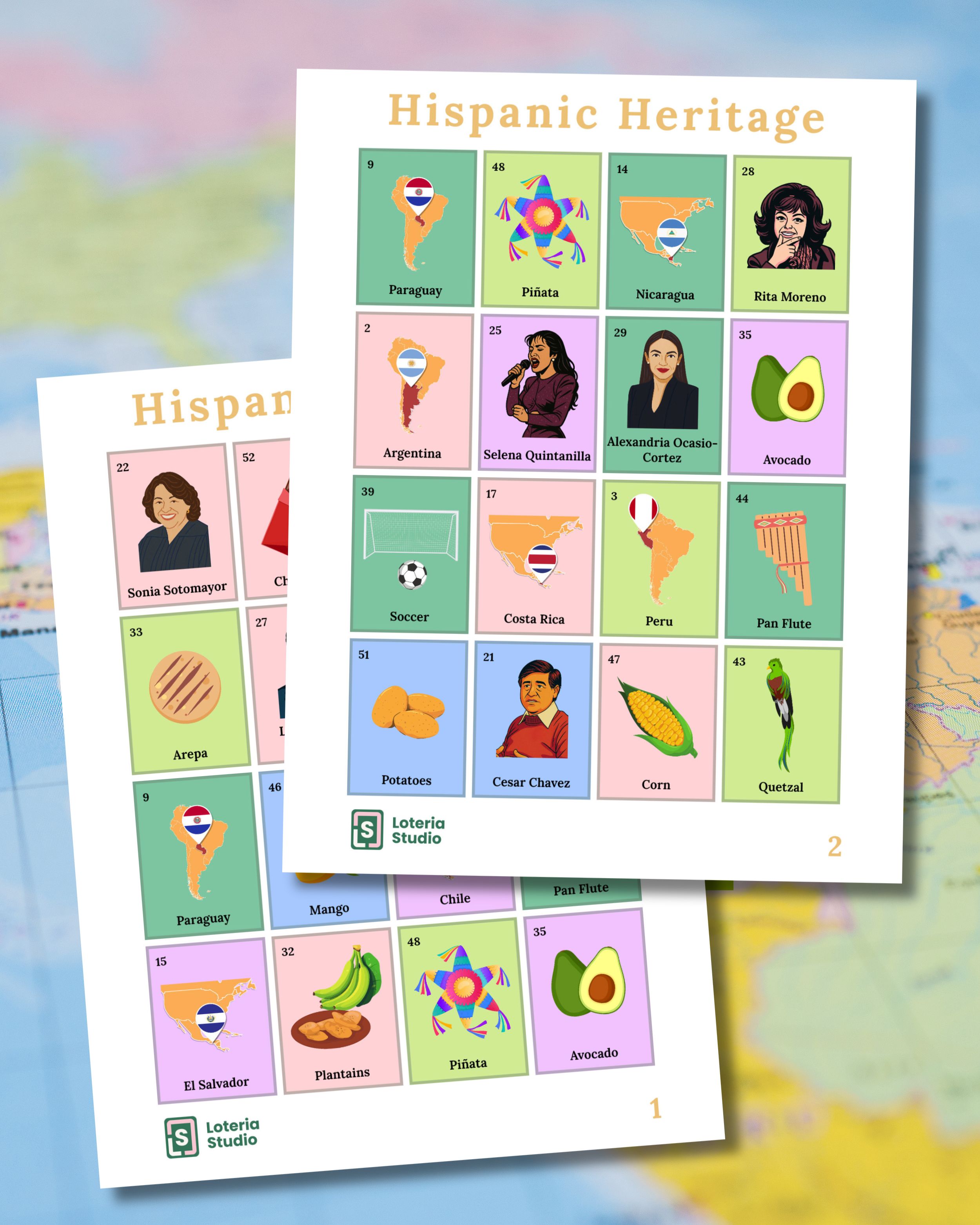 Hispanic Heritage Loteria 60 Boards + Glossary!