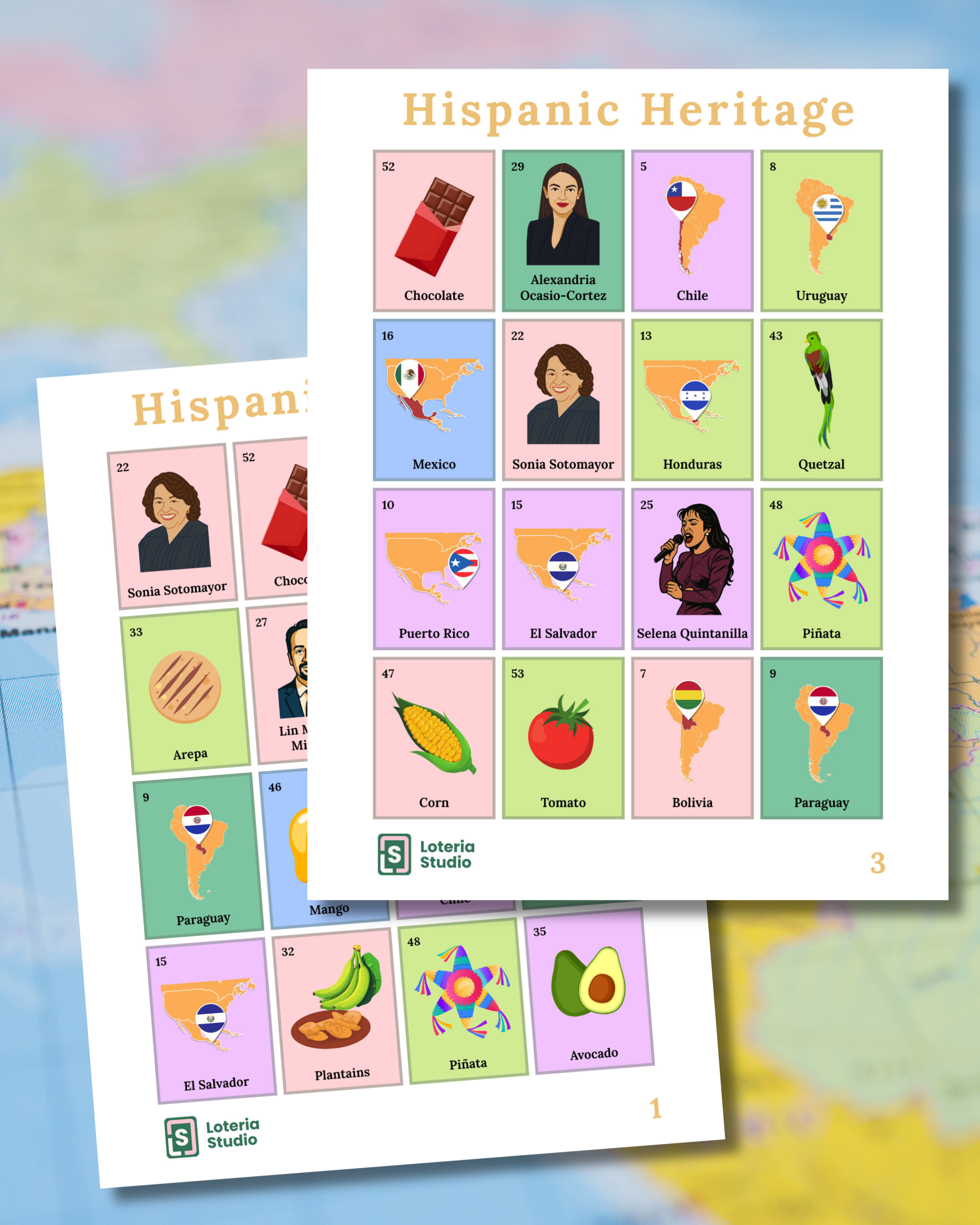 Hispanic Heritage Loteria 60 Boards + Glossary!