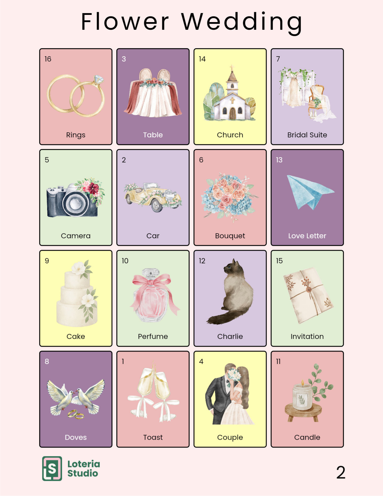 Floral Wedding Lotería