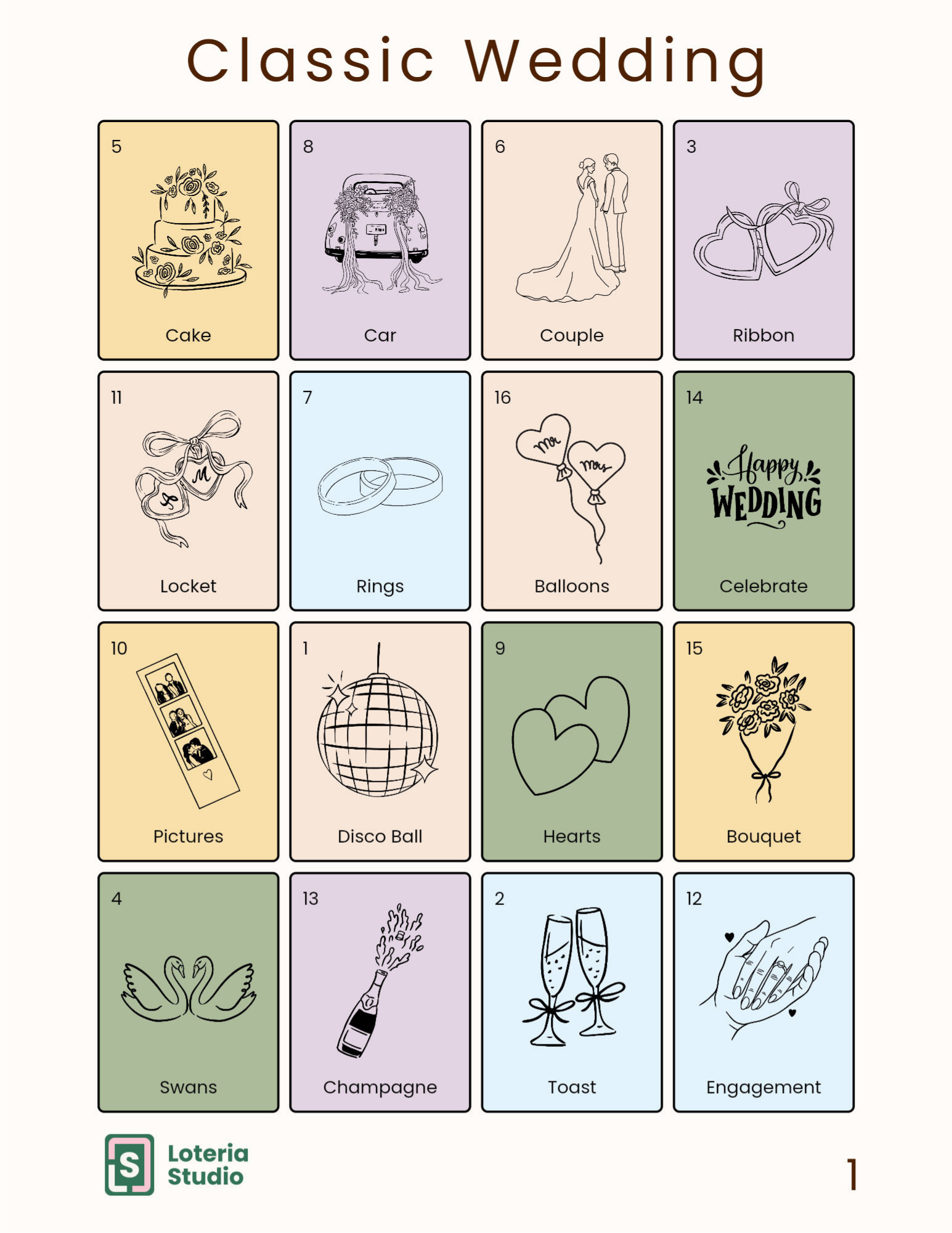 Classic Wedding Lotería