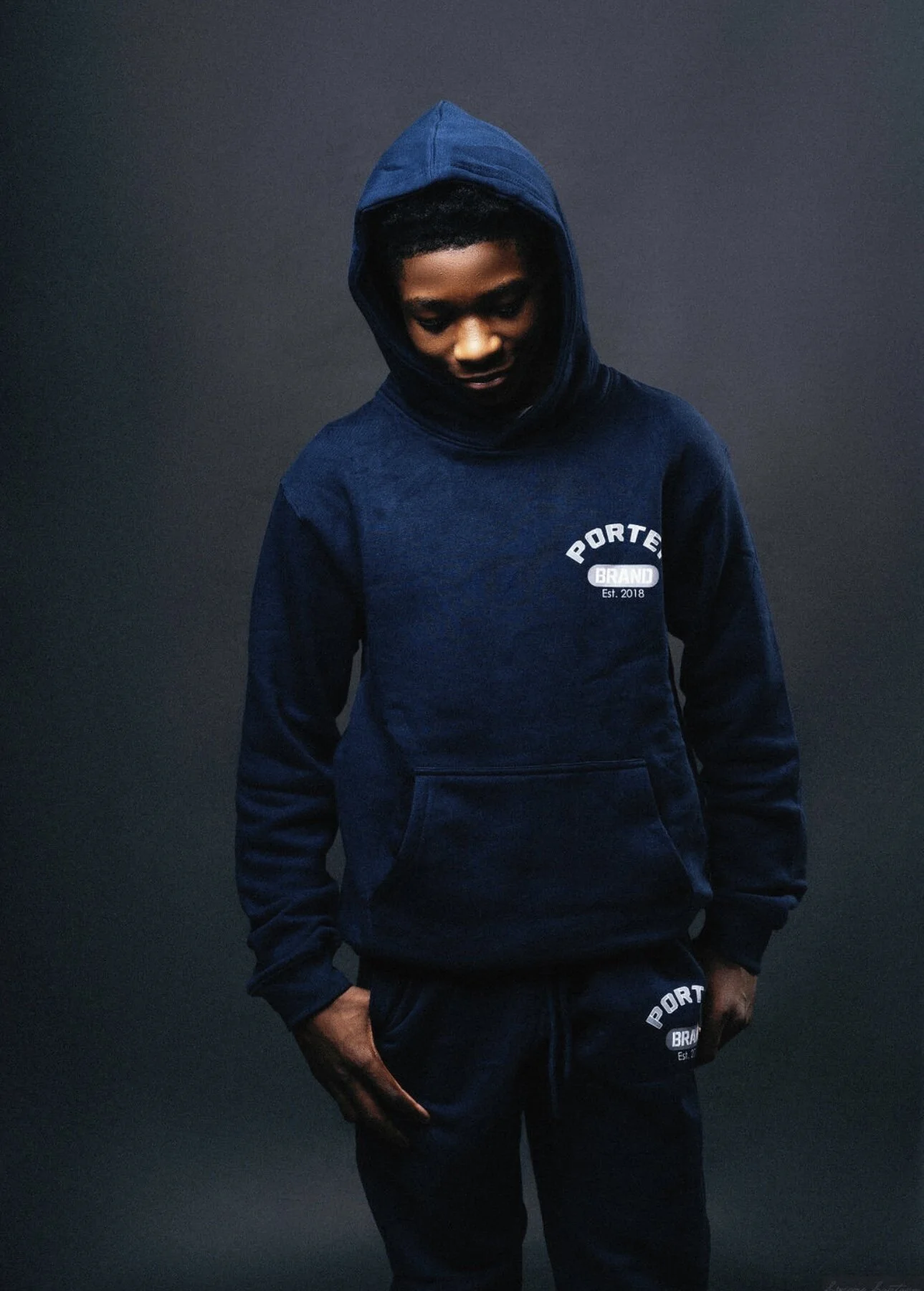 Porter origin navy blue sweatsuit