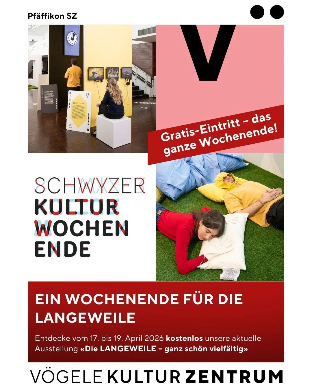 Vom 17. bis 19. April 2026 laden wir BesucherInnen im Rahmen des von @schwyzkultur initiierten Schwyzer Kulturwochenendes kostenlos in unsere Ausstellung &laquo;Die LANGEWEILE &ndash; ganz sch&ouml;n vielf&auml;ltig&raquo; ein.

Die Ausstellung r&uum