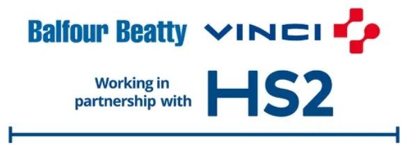 Logos of Balfour Beatty, Vinci, and HS2, indicating a partnership.