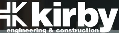 Logo for Kirby Engineering & Construction with white text on a black background.