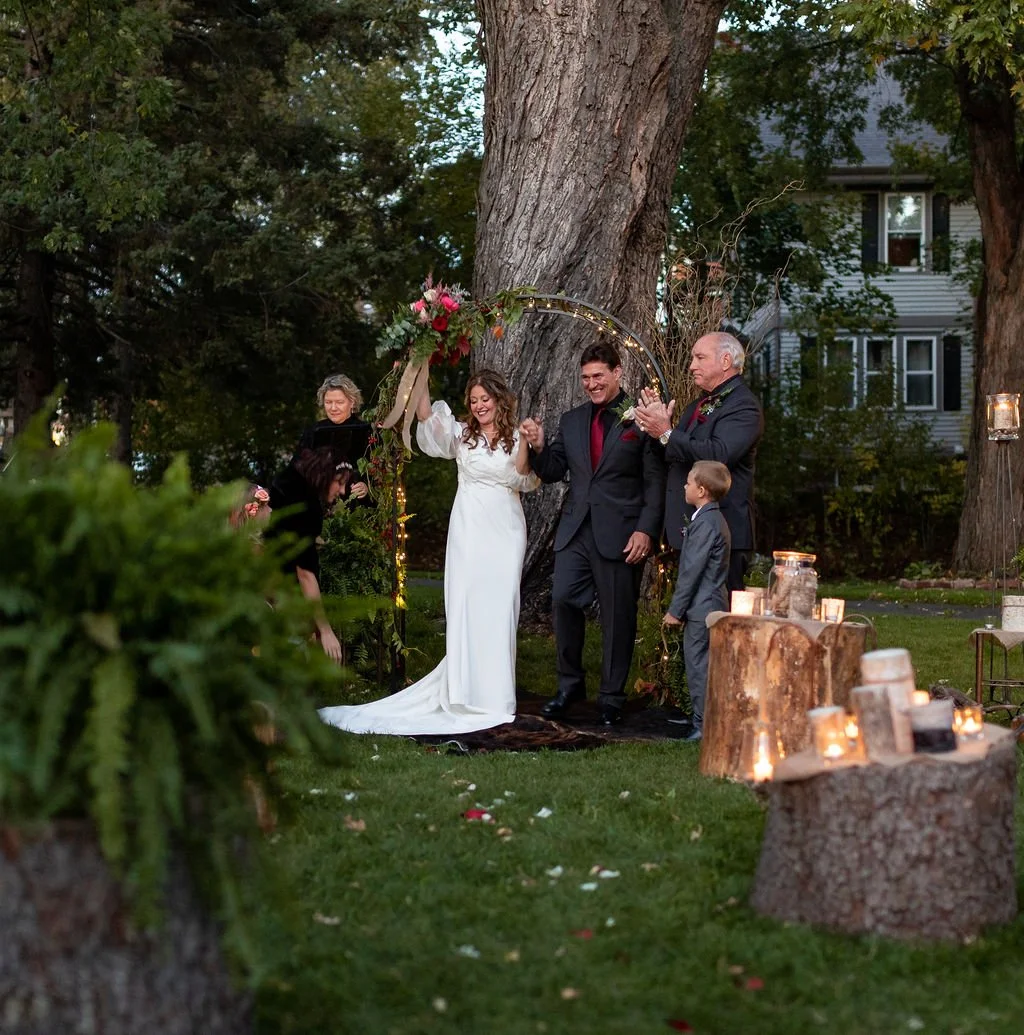 bride and groom fall fairytale forest wedding candles  merryweather inn