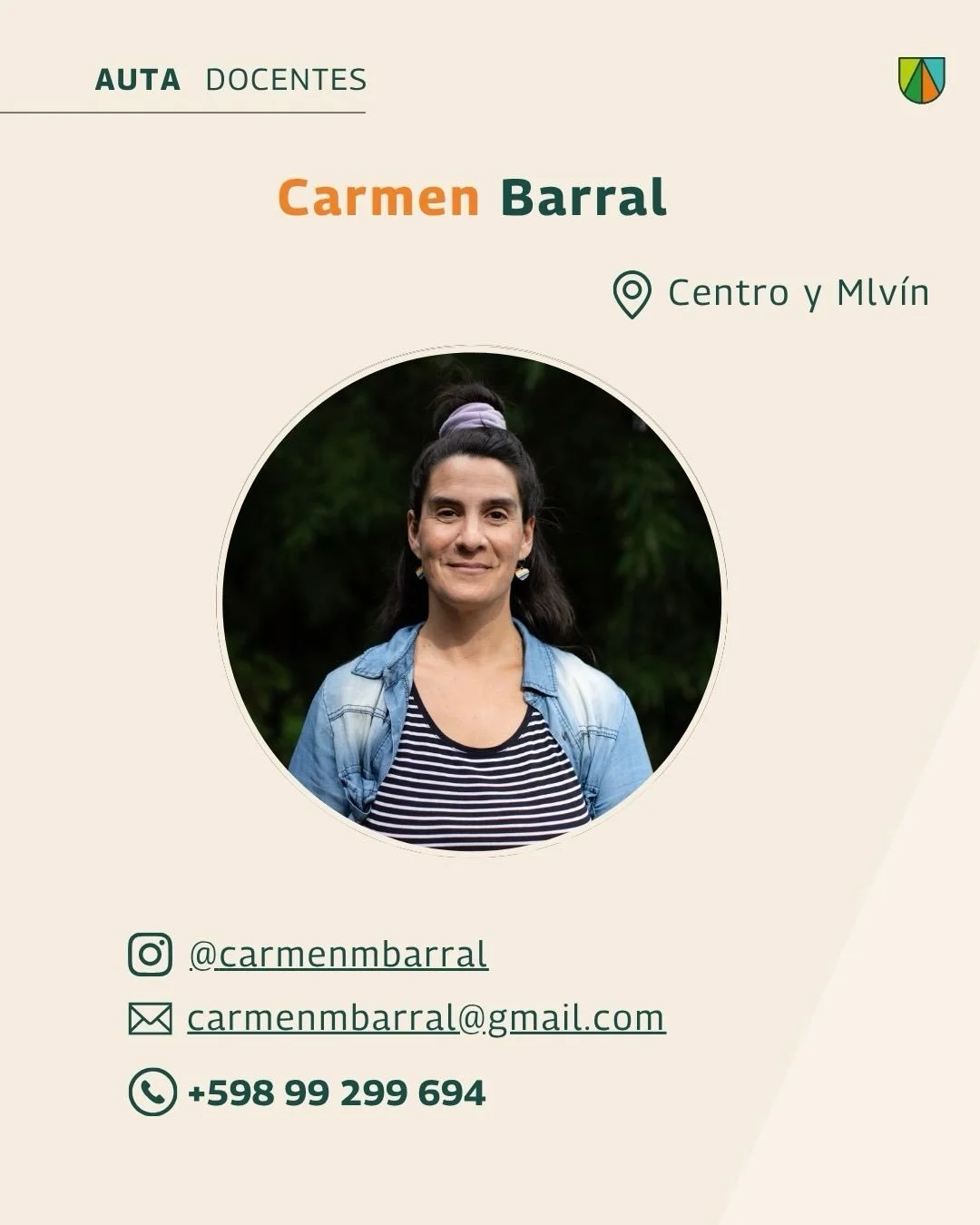 Continuamos compartiendo a lxs Docentes de AUTA

Hoy les presentamos a Carmen Barral

Pueden conoce m&aacute;s sobre su trabajo escribi&eacute;ndole directamente para tomar clases con ella a @carmenmbarral o trav&eacute;s de su contacto telef&oacute;