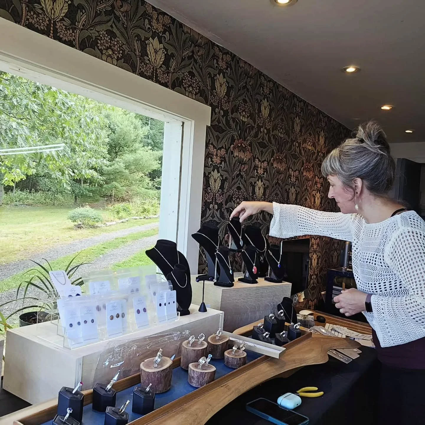 Evenings lately are spent finishing up new colored glass enamel earrings, beautiful stone set pendants, and rings, rings, rings! We are prepping for this weekend @mactaquac.craft.fest and can't wait for this throwback event! From an artisan village,