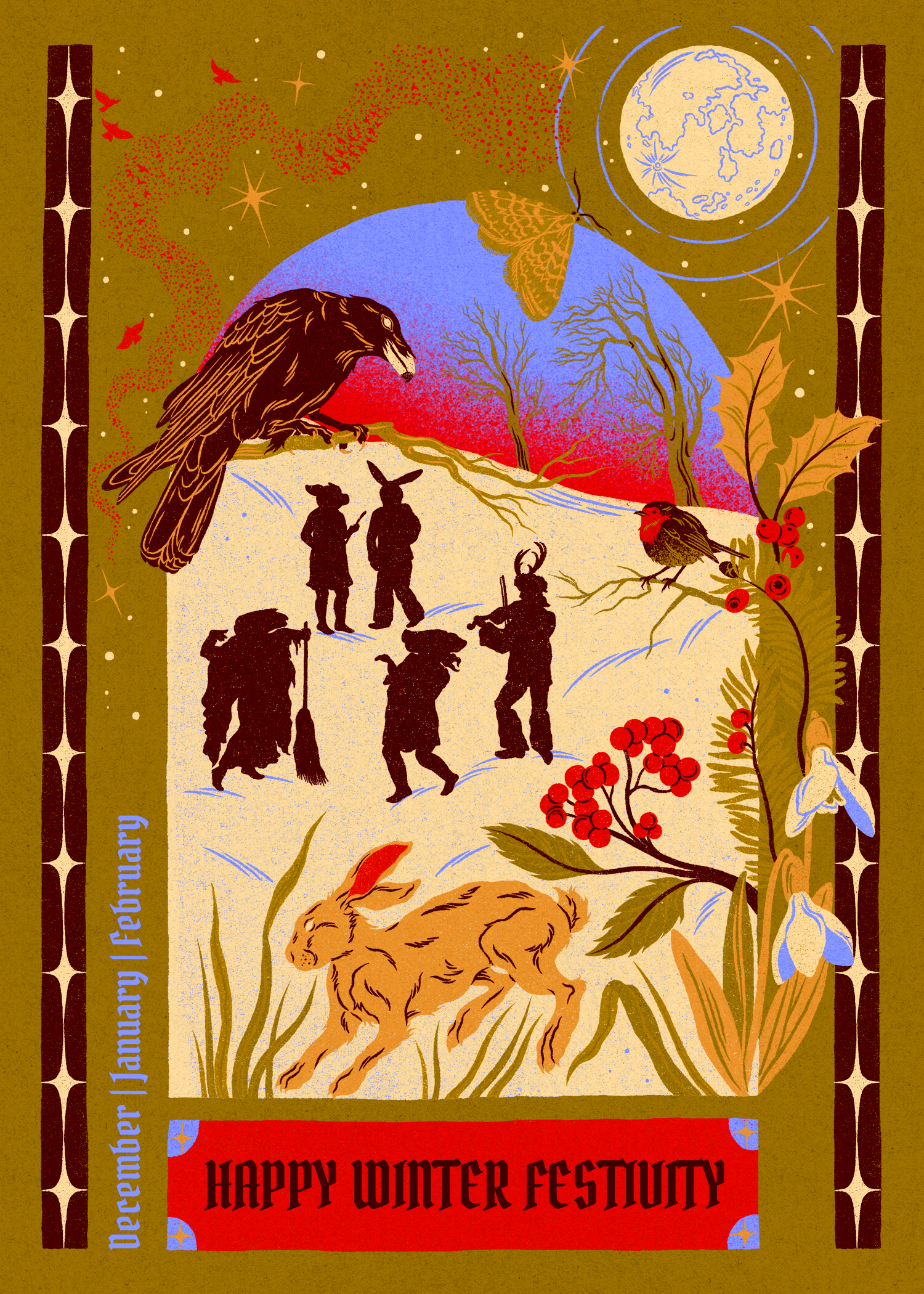 'Happy Winter Festivity' | 7"x5" Greeting Card