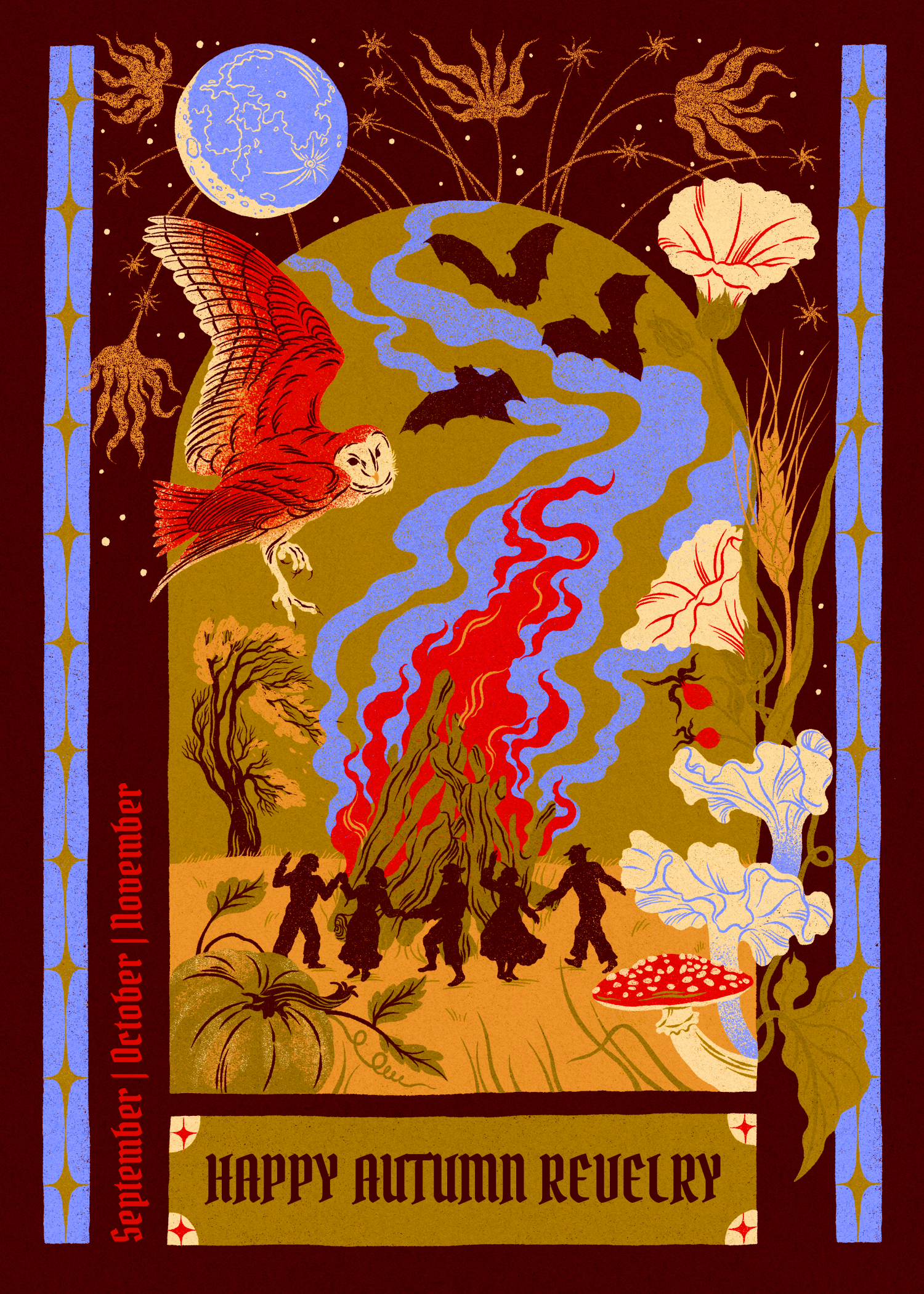 'Happy Autumn Revelry' | 7"x5" Greeting Card