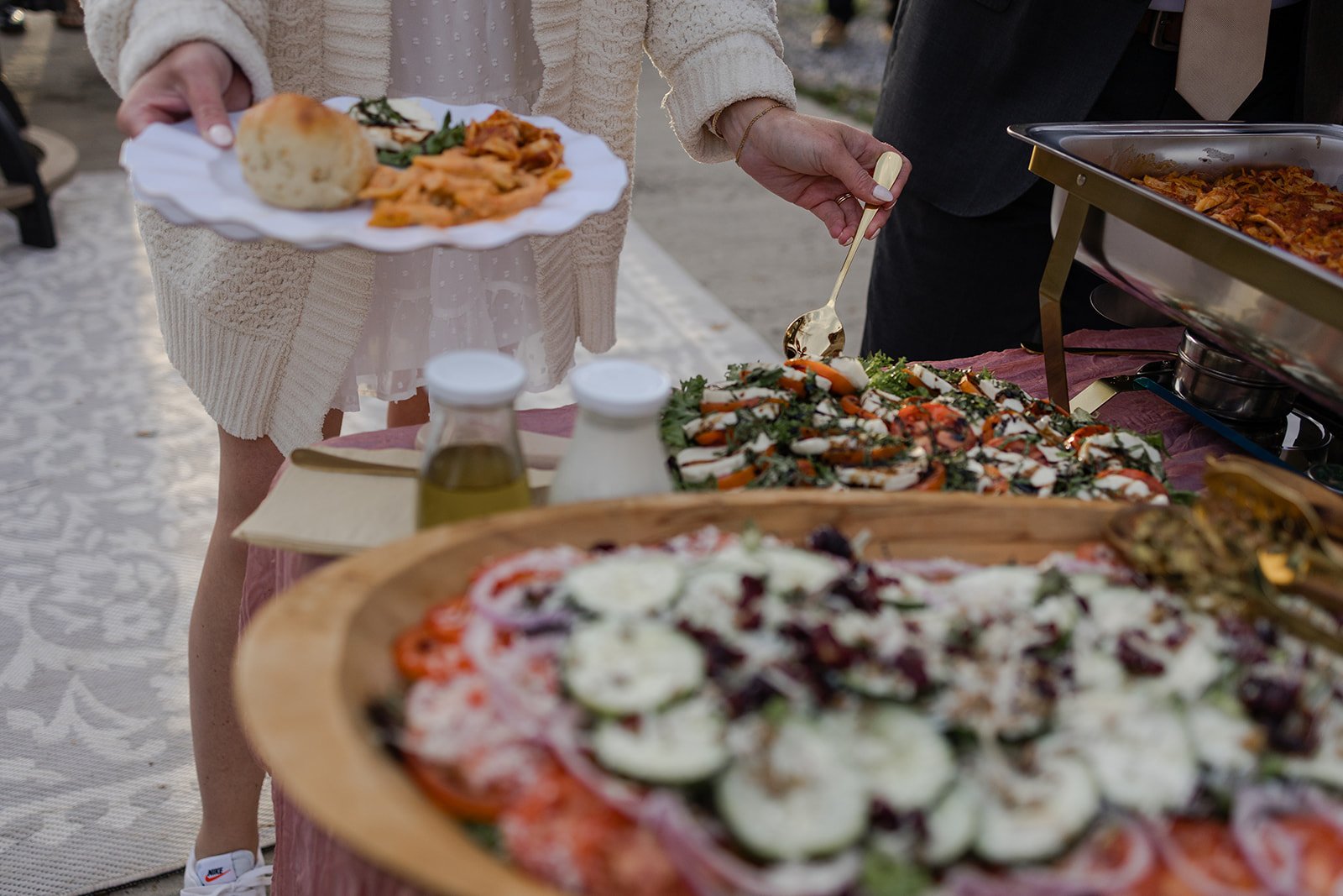 Italian food buffet at micro-wedding in smoky mountains