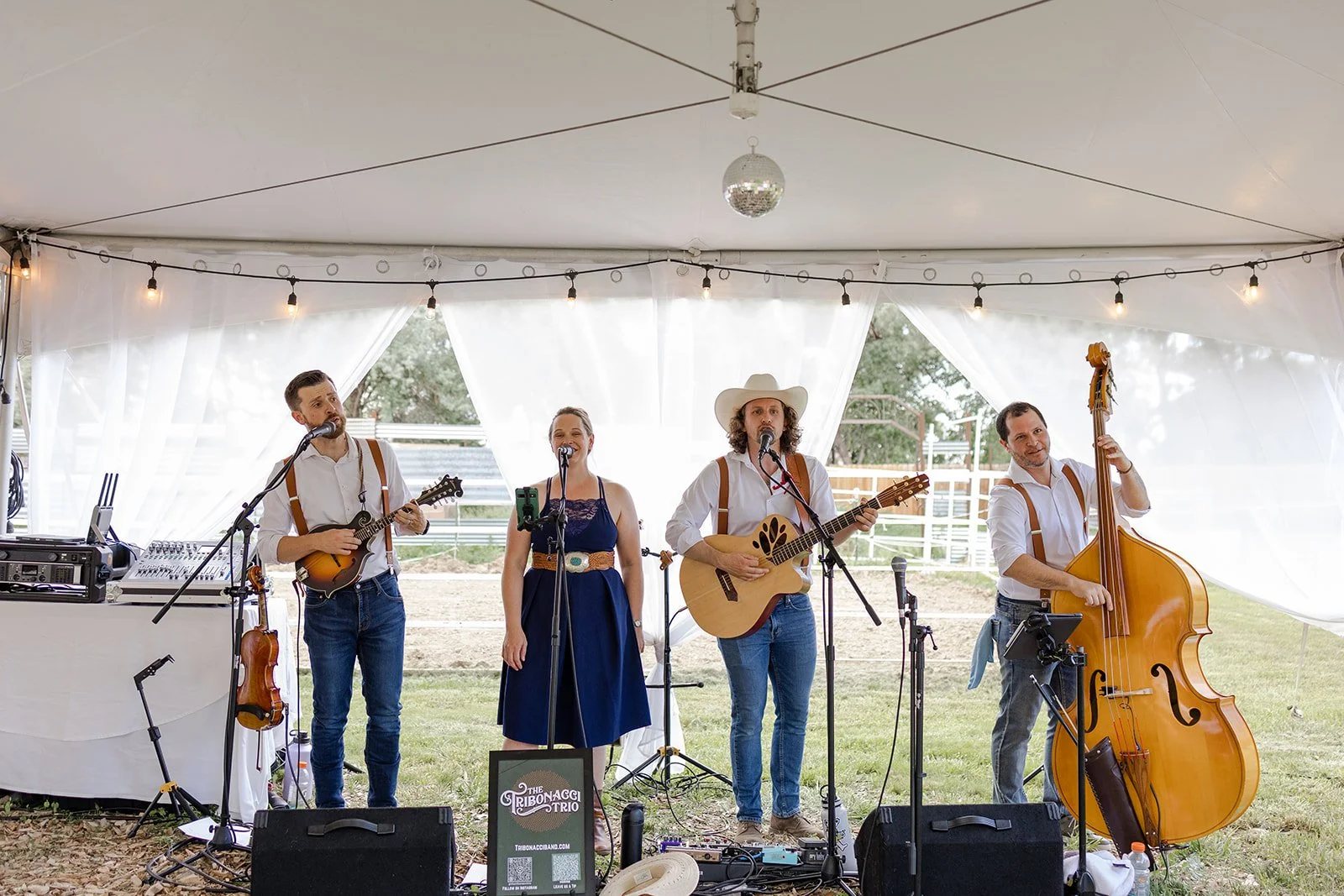 Folk band at mountain wedding in Rocky Mountains of Colorado