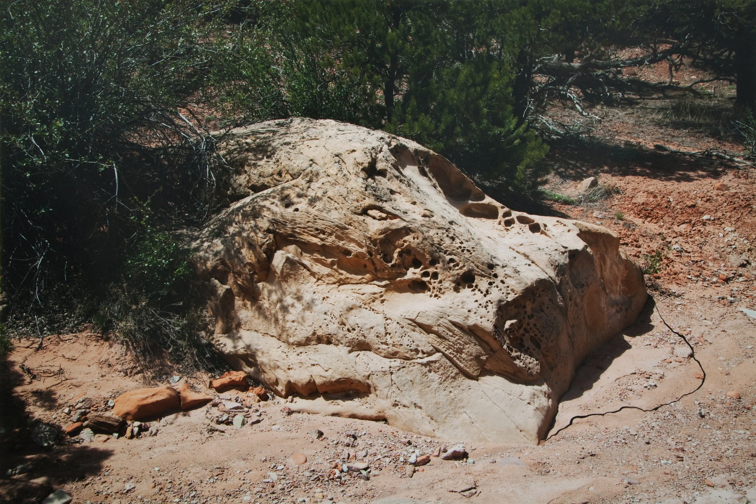 Shadowline, photograph and gouache paint, 19 x 27”