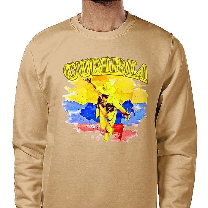 Cumbia+unisex+premium+sweatshirt+sand+front+side.jpg