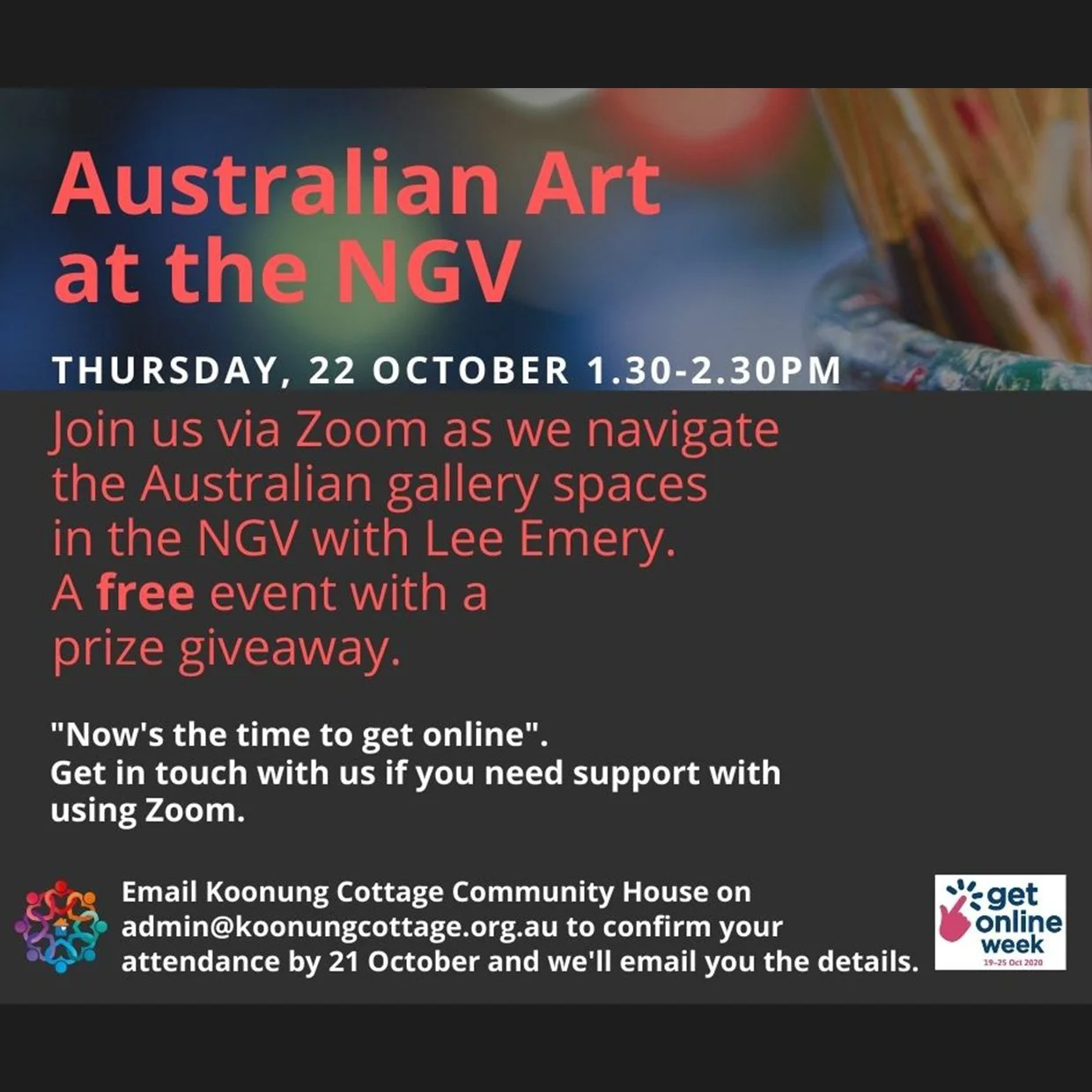 Koonung Cottage Get Online Week Australian Art at the NGV event & social media