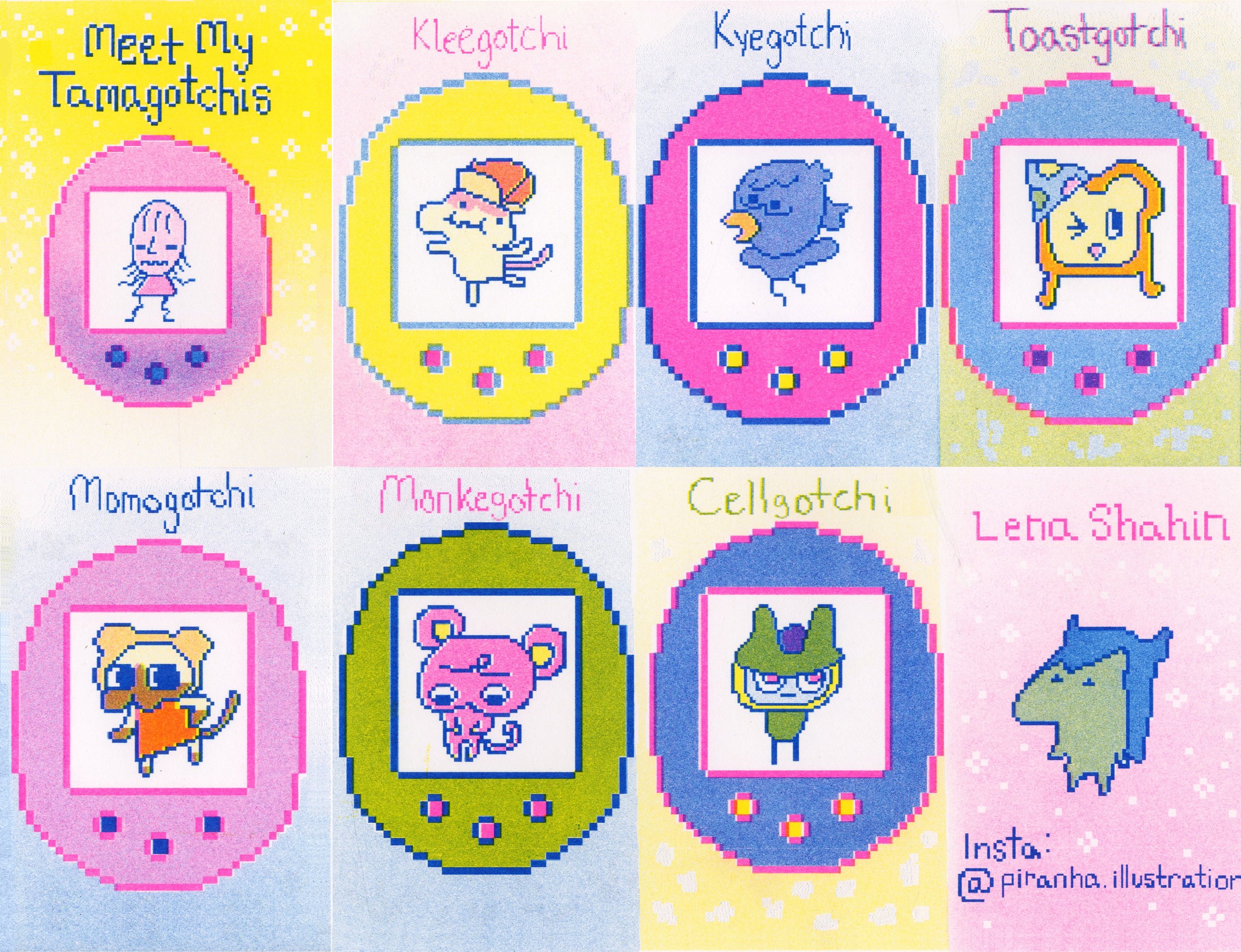"Meet My Tamagotchis", 4-color riso zine