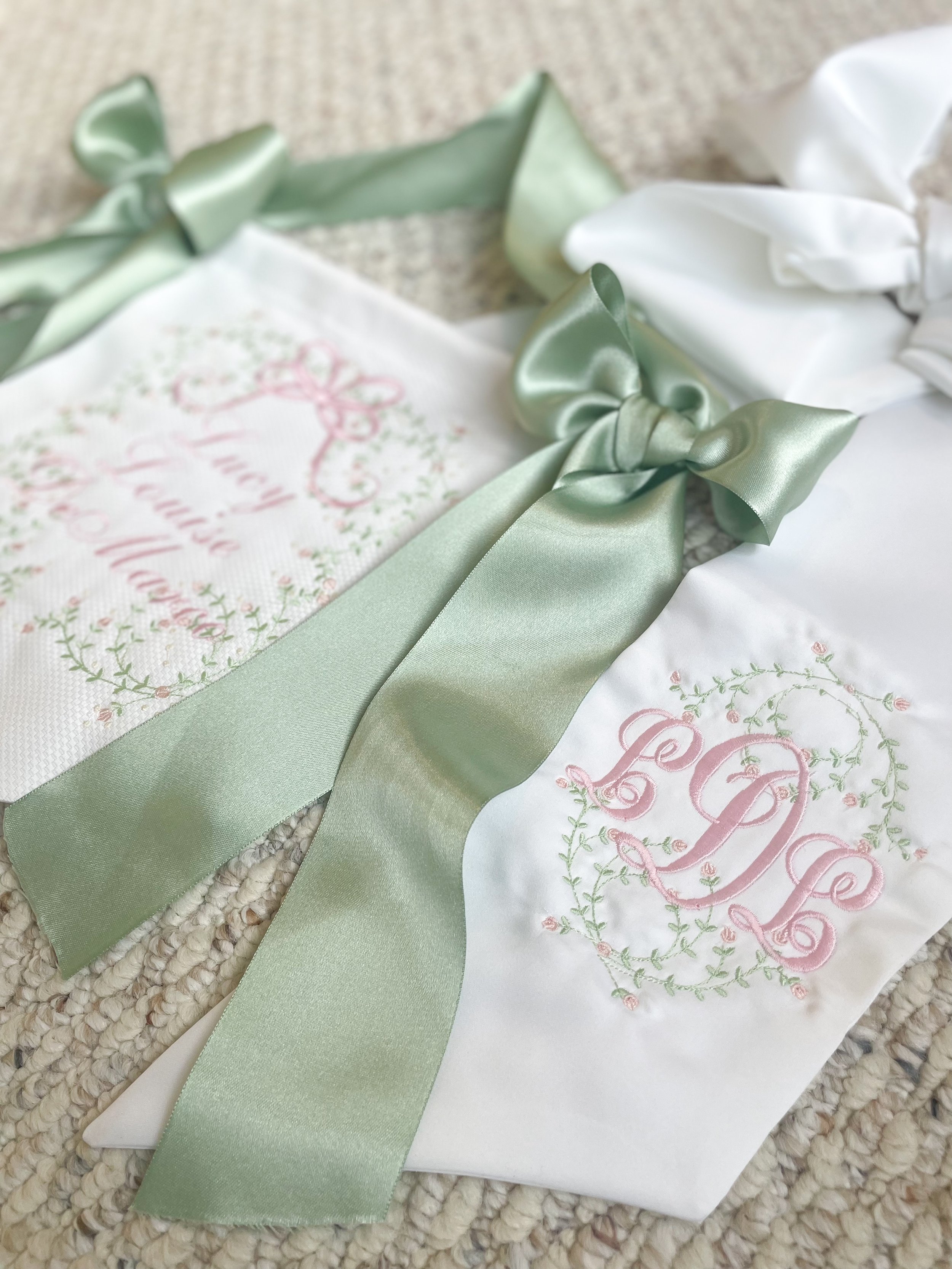 Monogram + Vines Bow Sash
