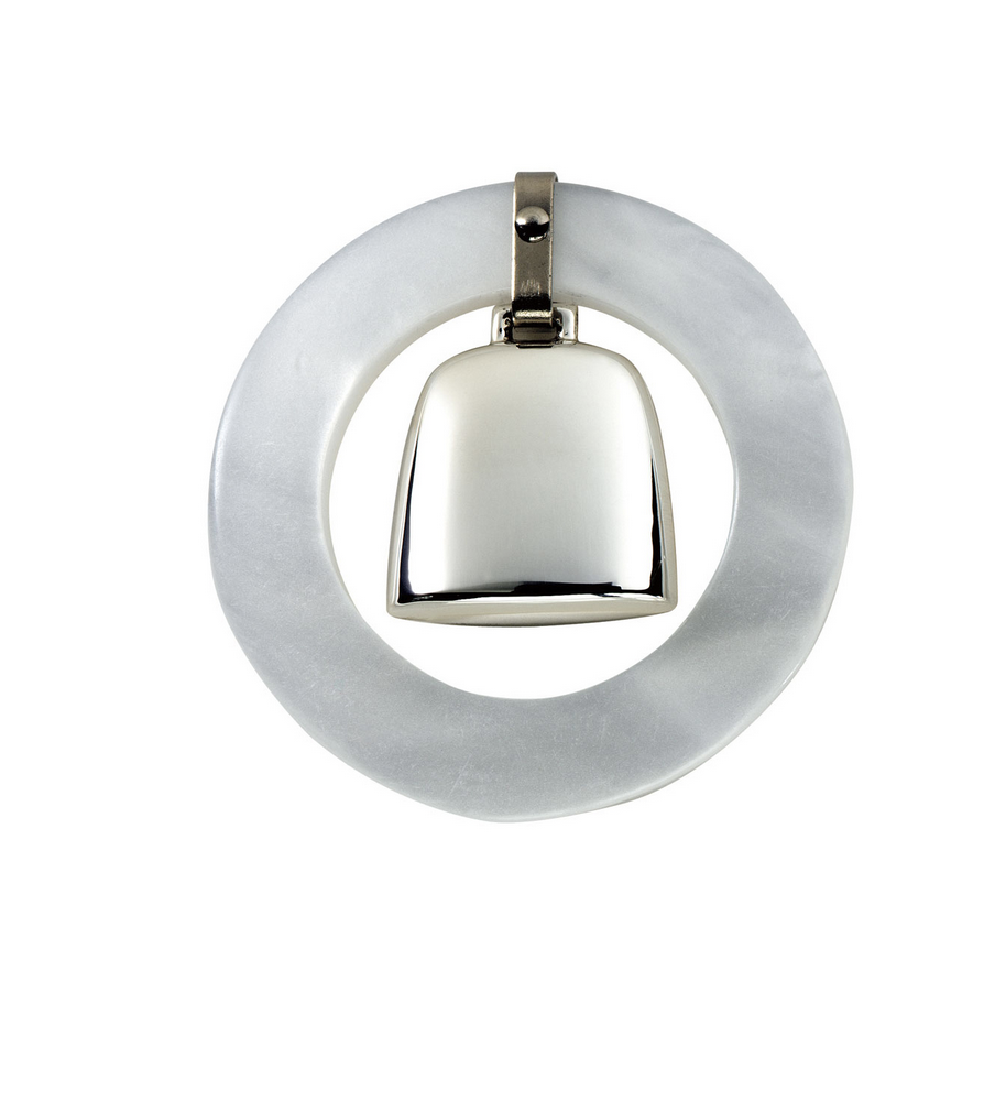 Pearly Ring Rattle, White, Sterling Silver