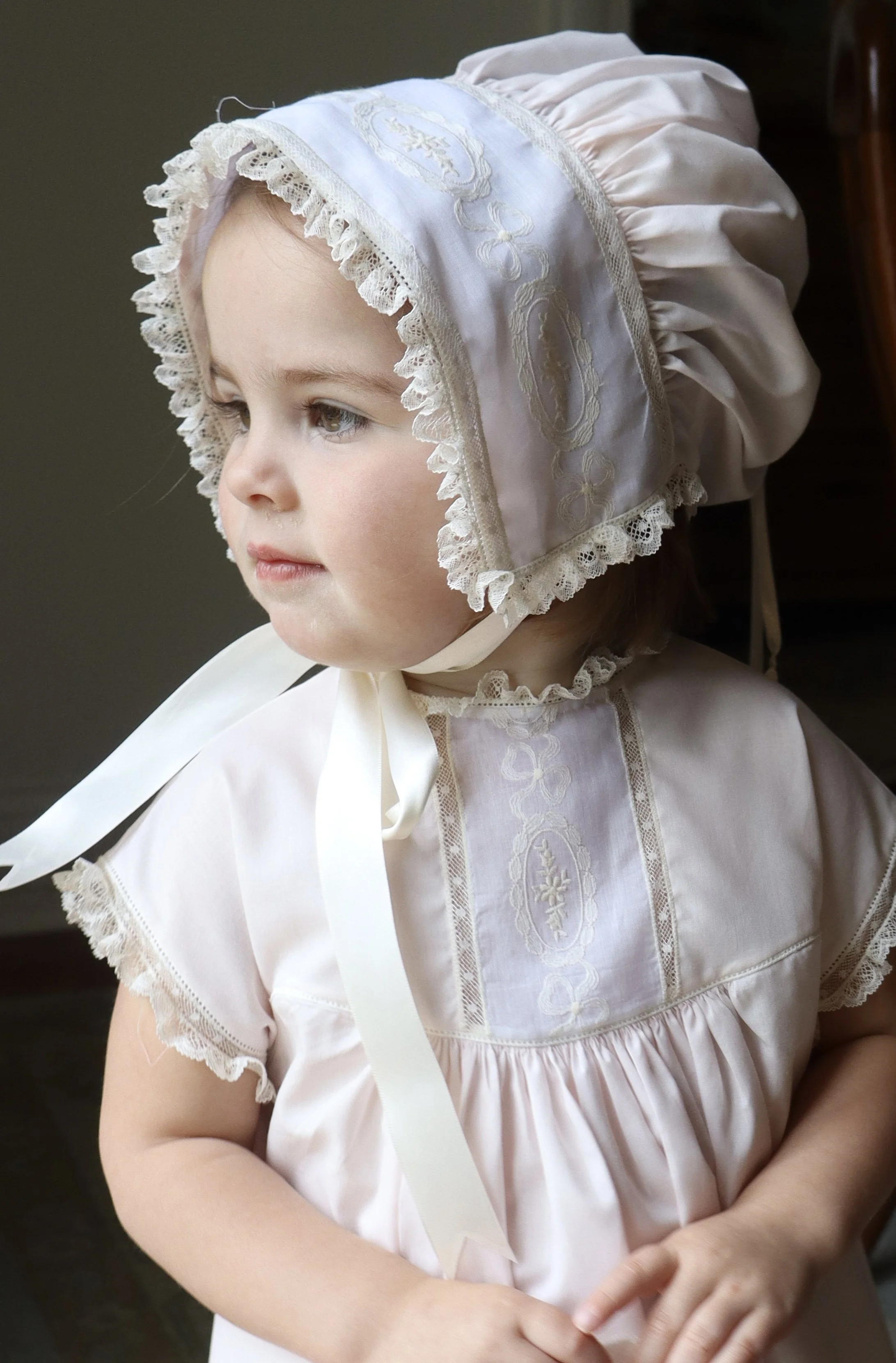 Heirloom dress and bonnet.
