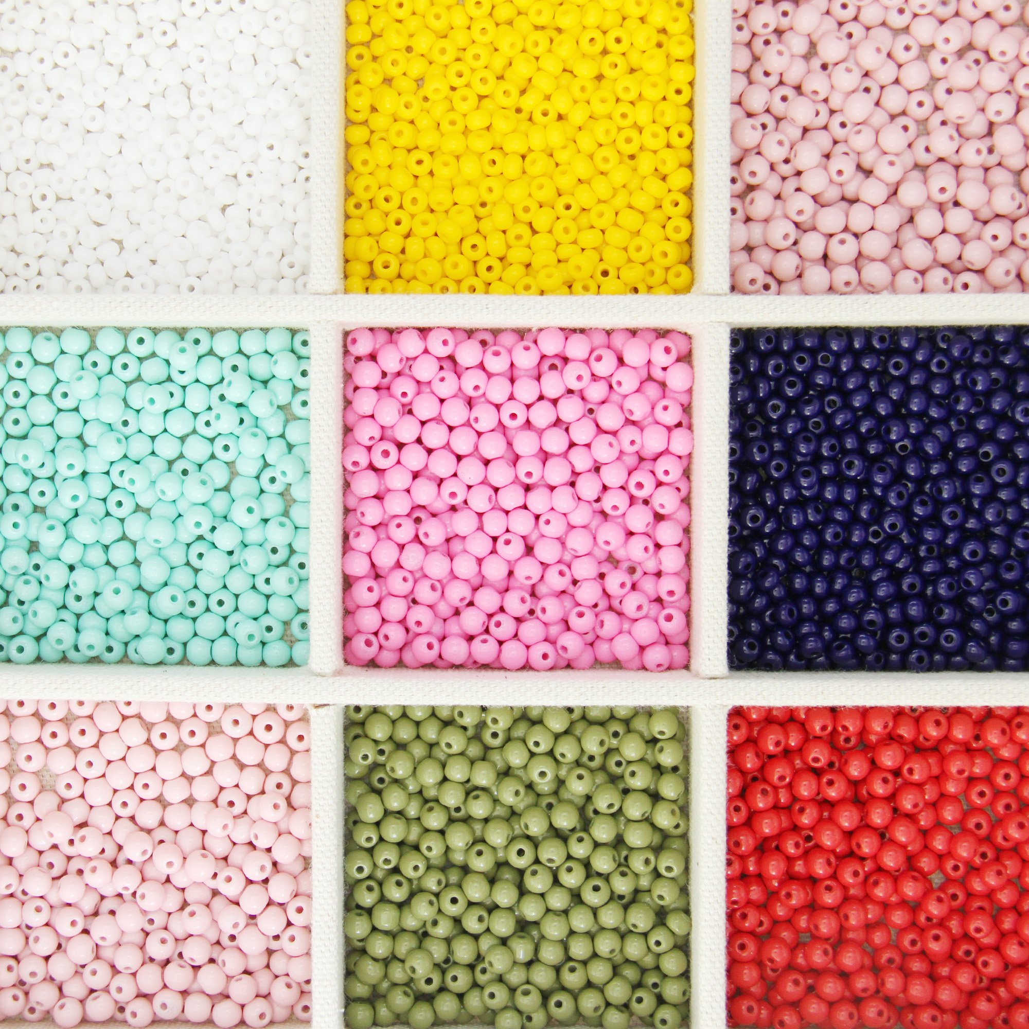 Colourful Rainbow Beads displated on a tray