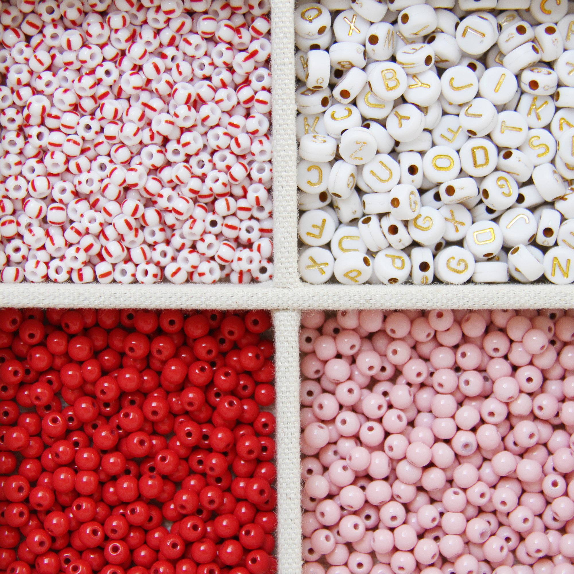 Mix of Red, Pink and Striped Beads