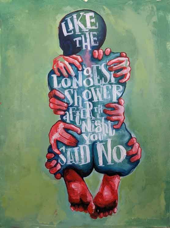 The Third Triptych (November 2022)
18 x 24”
Oil on paper.
“Like the longest shower after the night you said no.”