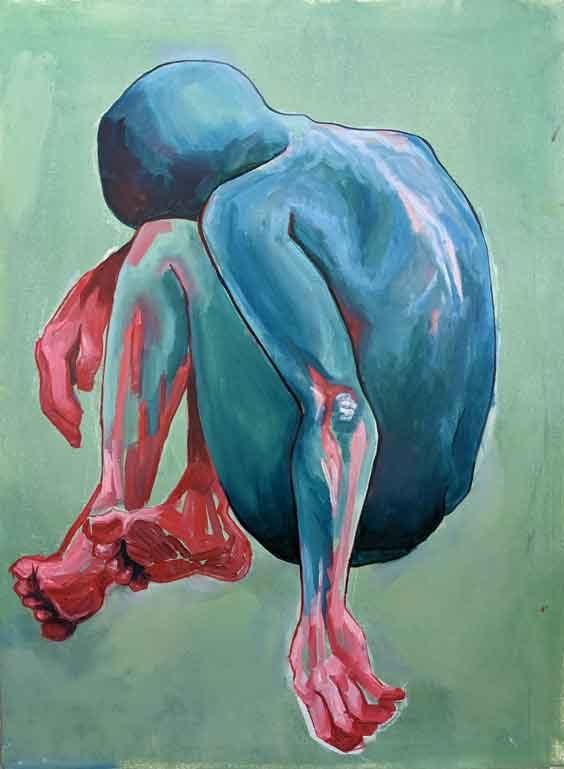 The First Triptych (November 2022)
18 x 24”
Oil on Paper.
The first in the series. This series focuses on the overwhelming power that comes from great loss. This first piece is a depiction of the physical exhaustion.