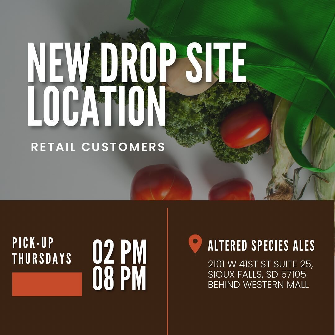 Remember! If you live in Sioux Falls, the new drop site for retail customers on Thursdays is @alteredspeciesales!