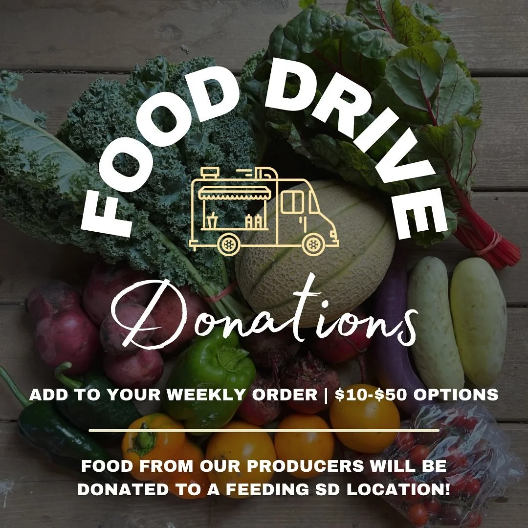 👀 Look for the opportunity to donate when you order your #local products on the marketplace this week! We will take those #donations, put together food items, and deliver them to @feedingsd! Share your blessings this holiday season 🥬🌶️🧅🥔🧀🍗 
ww