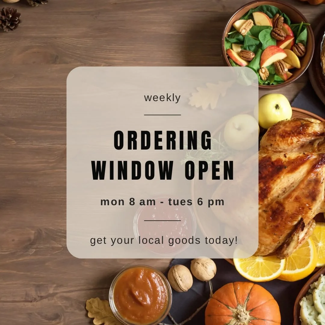Order your last minute Thanksgiving goods today and tomorrow and get them Wednesday this week instead of Thursday - just in time for the holiday! 

#Thanksgiving #eatlocal #supportsmallbusiness