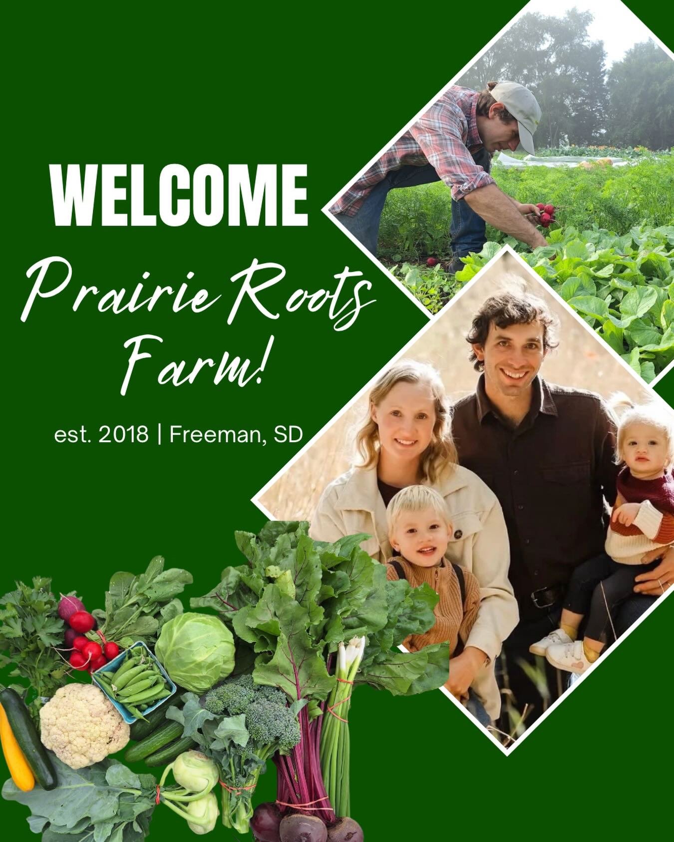 A warm welcome to @prairierootsfarm! 👩🏼&zwj;🌾🧑🏻&zwj;🌾

Producers are the heartbeat of the food hub. 

We always love when new members join and this is no exception! Andre and Lillie Eisenbeis are the owners and operators of Prairie Roots Farm i