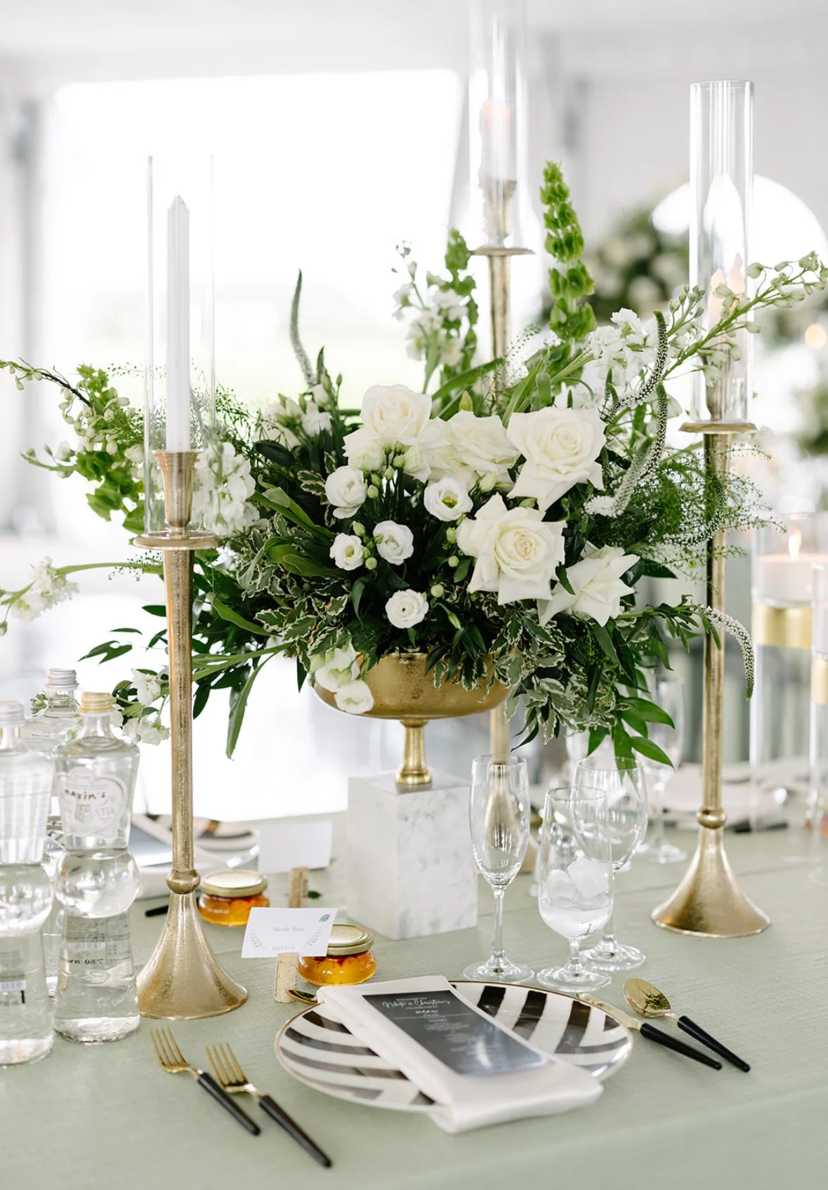 Willow Springs Winery Wedding Table Setting with Gold Candles