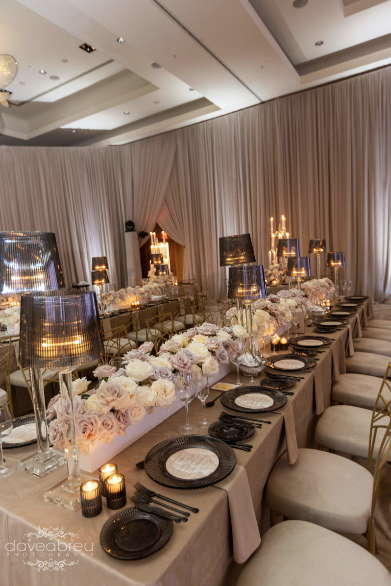 Luxury Wedding Tablescape Ritz Carlton Toronto Blush Floral Planter