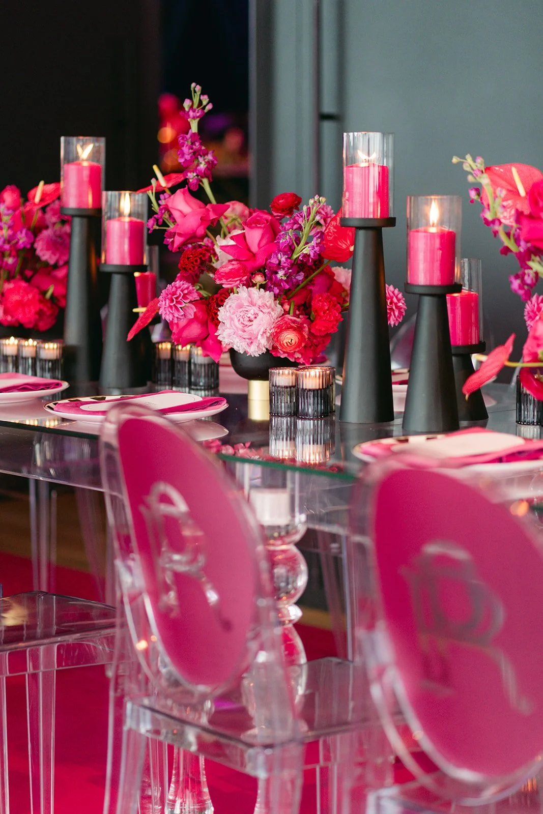 Hot Pink Wedding Tablescape Globe and Mail Centre Toronto