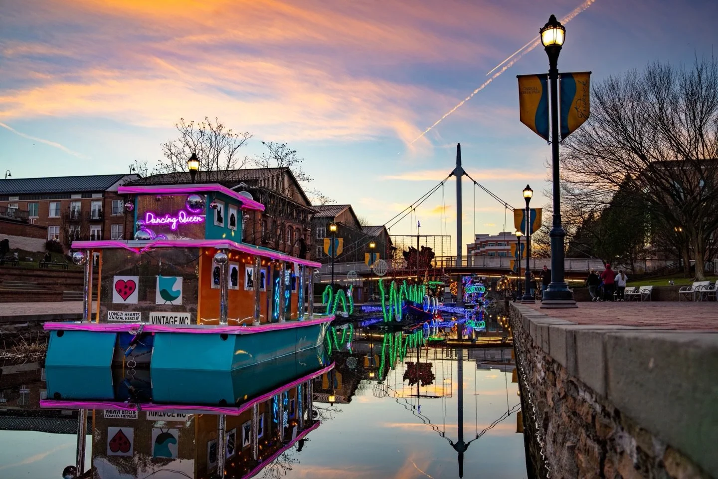 The boats are back on Carroll Creek right here in Downtown Frederick! Always happy to see @sttwsmd continuing to grow over the years ⛵️

More info for those curious: Sailing Through the Winter Solstice is an installation flotilla of lighted, themed b