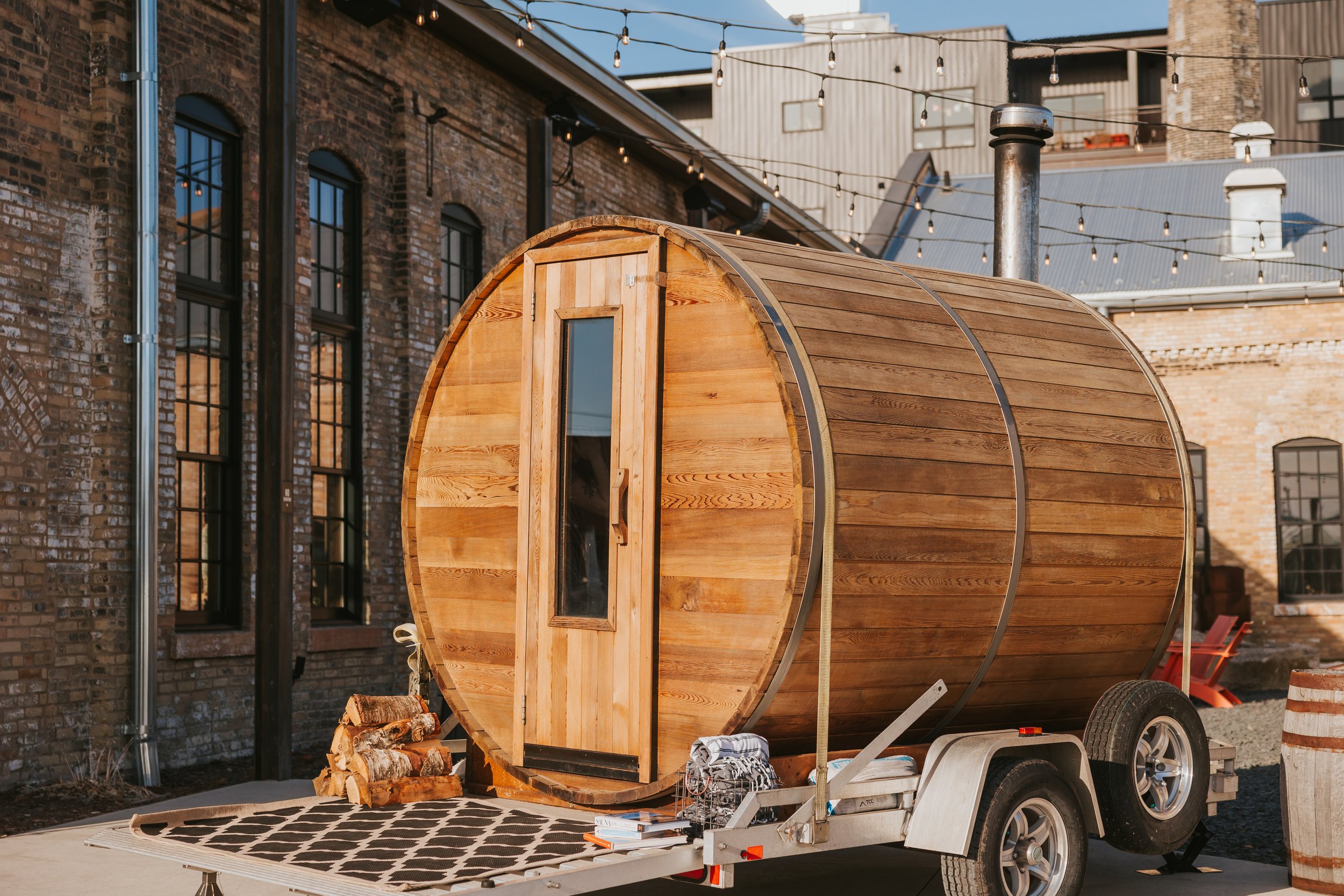 Log the Sauna at Drekker Brewing Patio