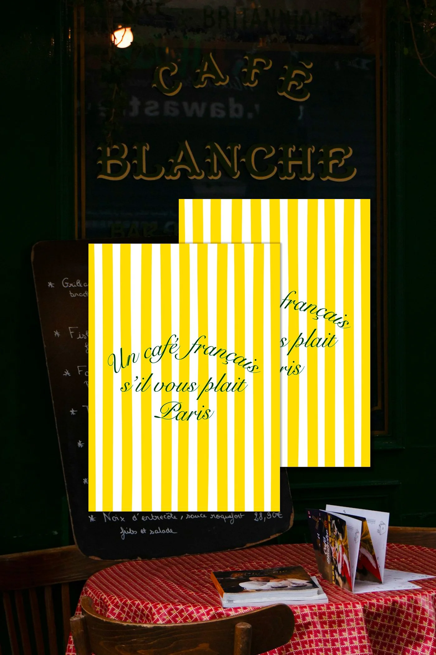 Carte postale rayée café