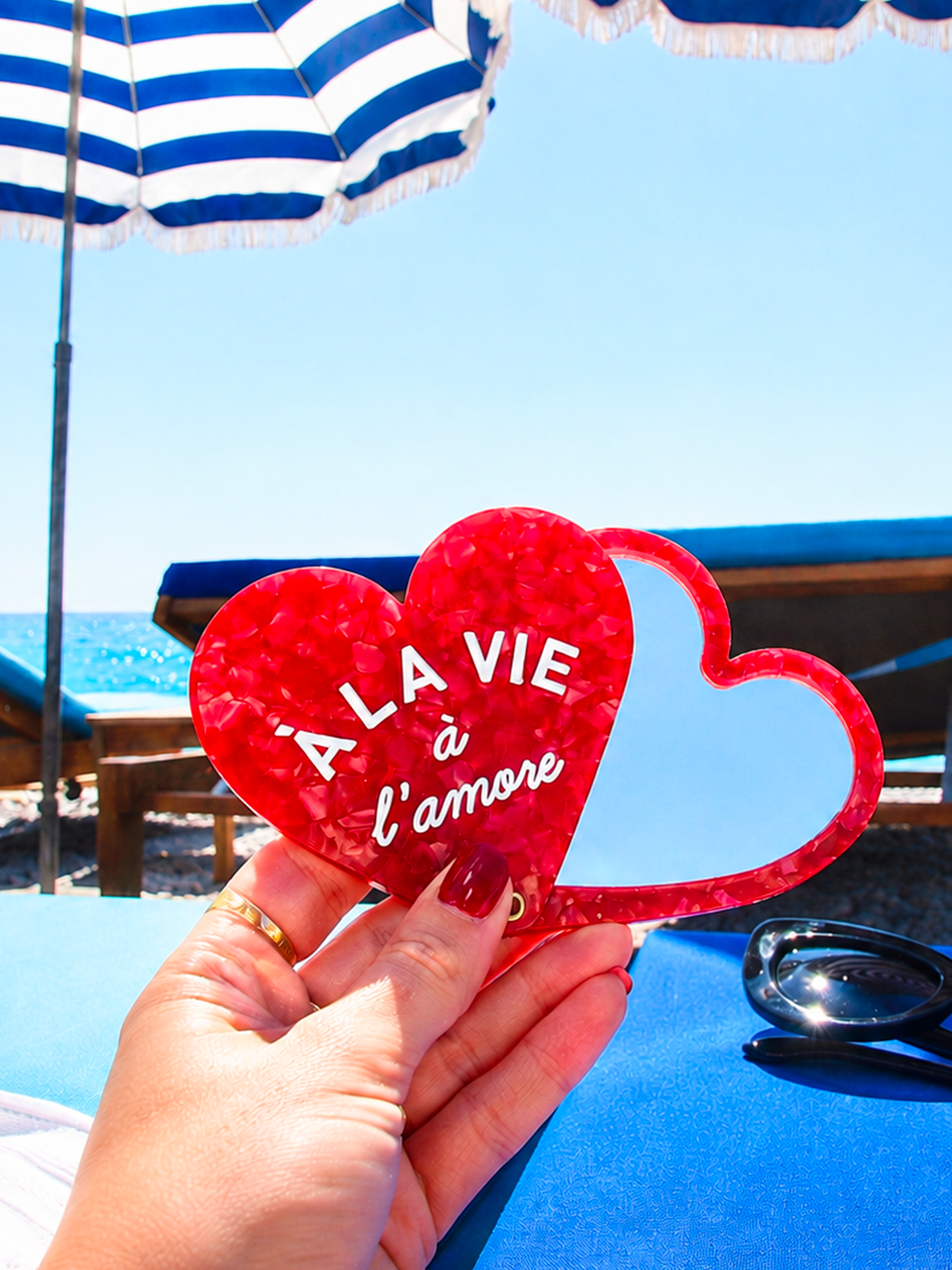 Miroir de poche coeur Cupidon