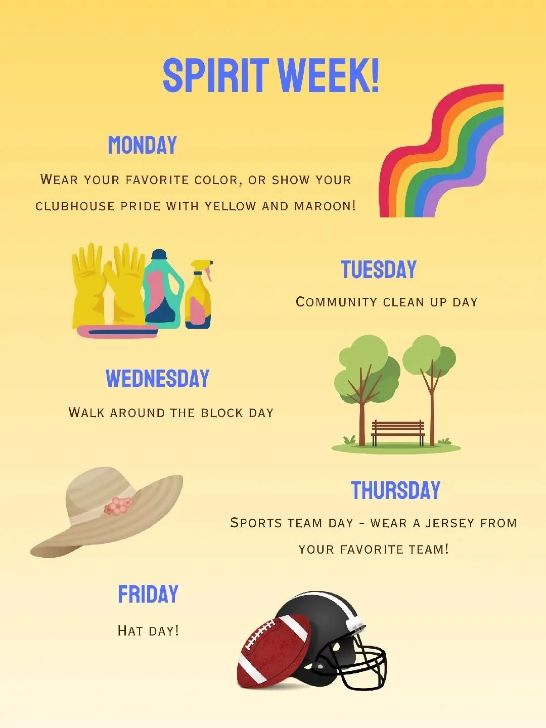World Mental Health Day is just around the corner (Oct 10), and Hudson Valley Clubhouse is honoring it with Spirit Week! Join us for some fun community-involved activities and themed dress up days next week!