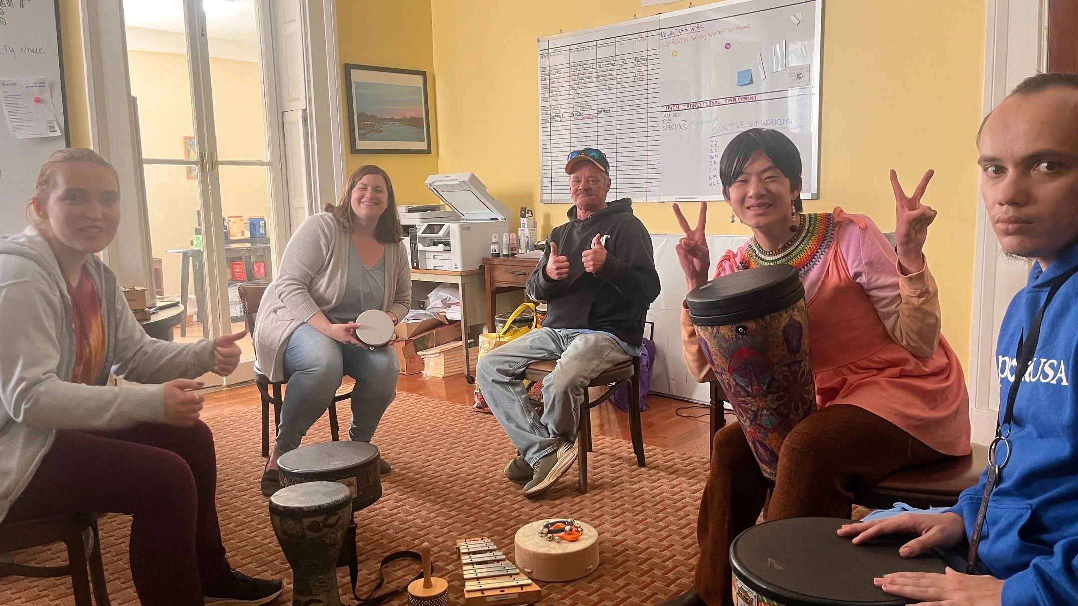 Some of our members joined music group which happens 3-4pm on Tuesdays!