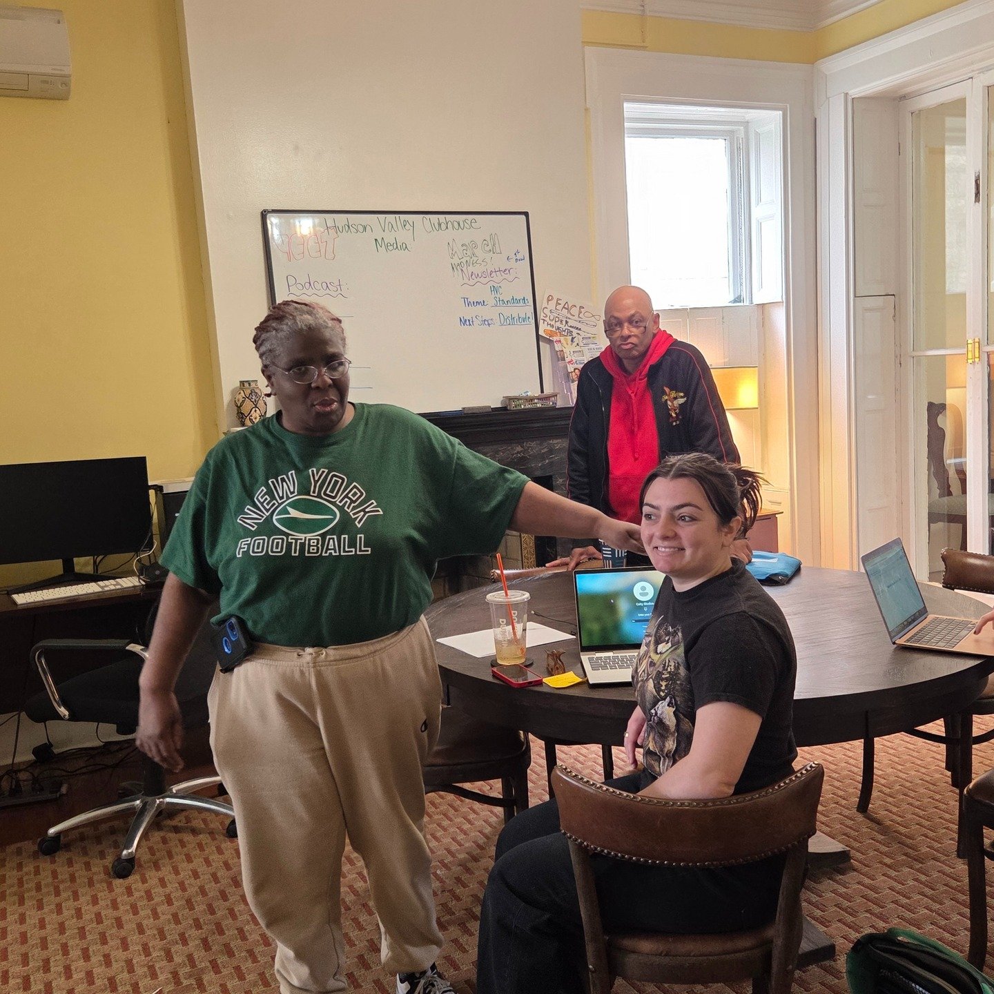 Members and staff working together in the Hudson Valley Clubhouse!