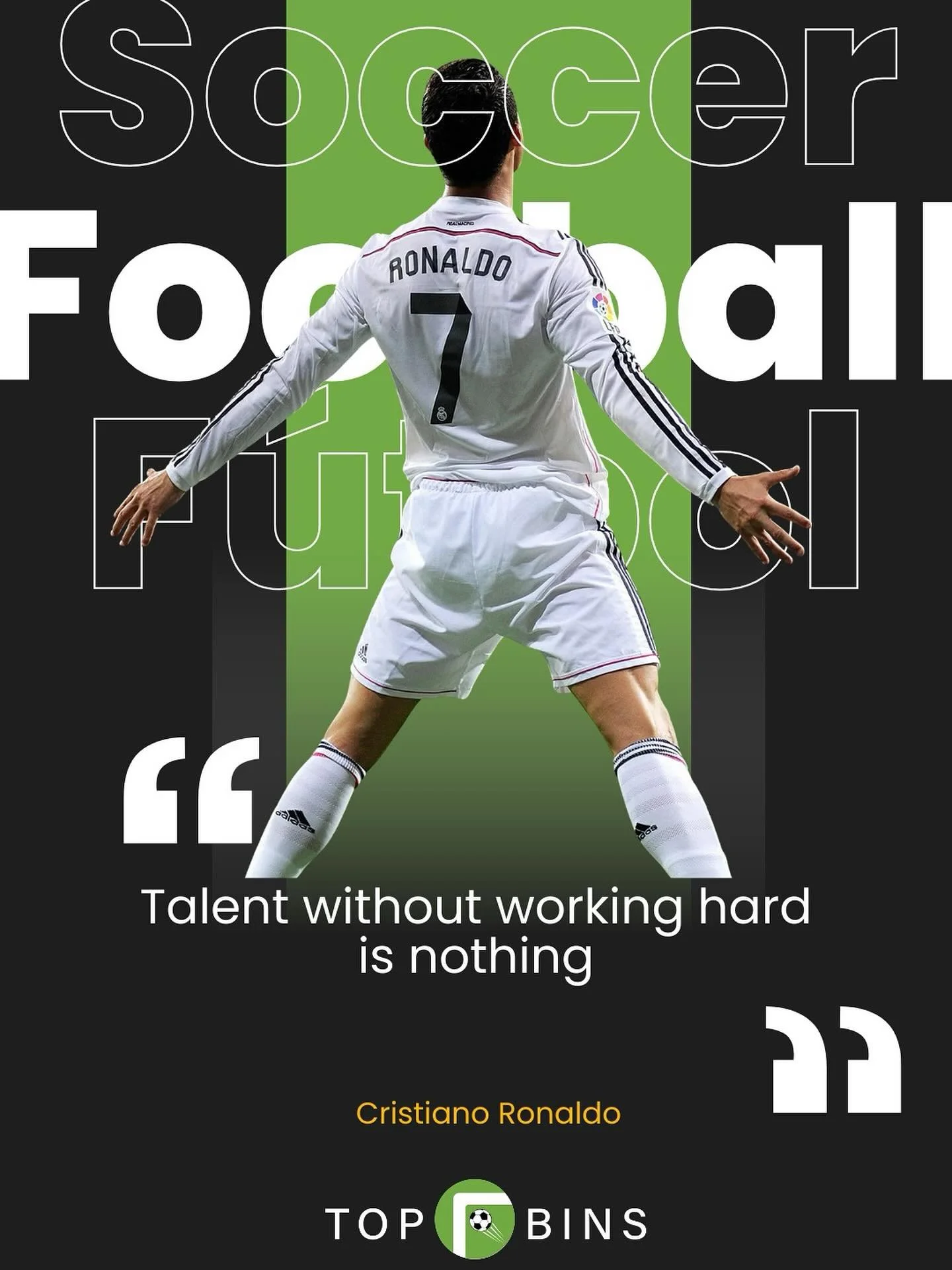 Talent is potential. Work is purpose. Without both, there is no legacy. 🧩 #CristianoRonaldo #TopBins #soccer