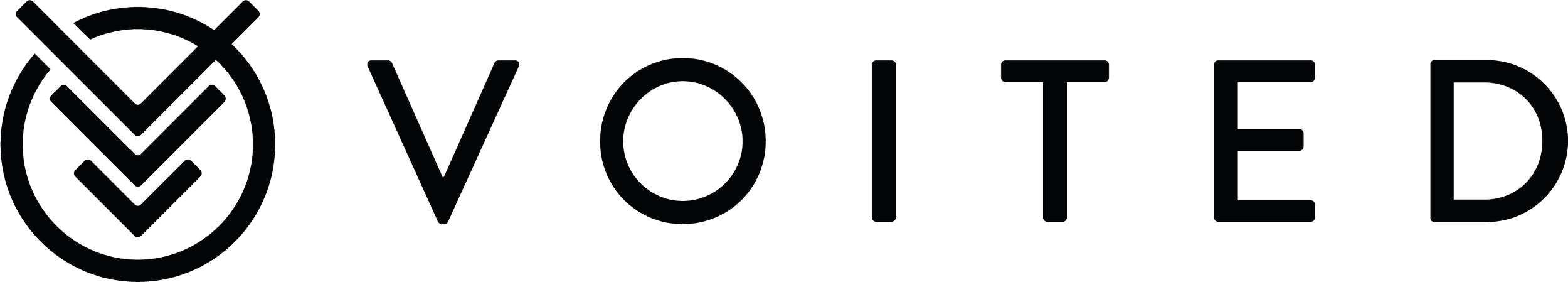 Voited logo with stylized "V" and text on transparent background.